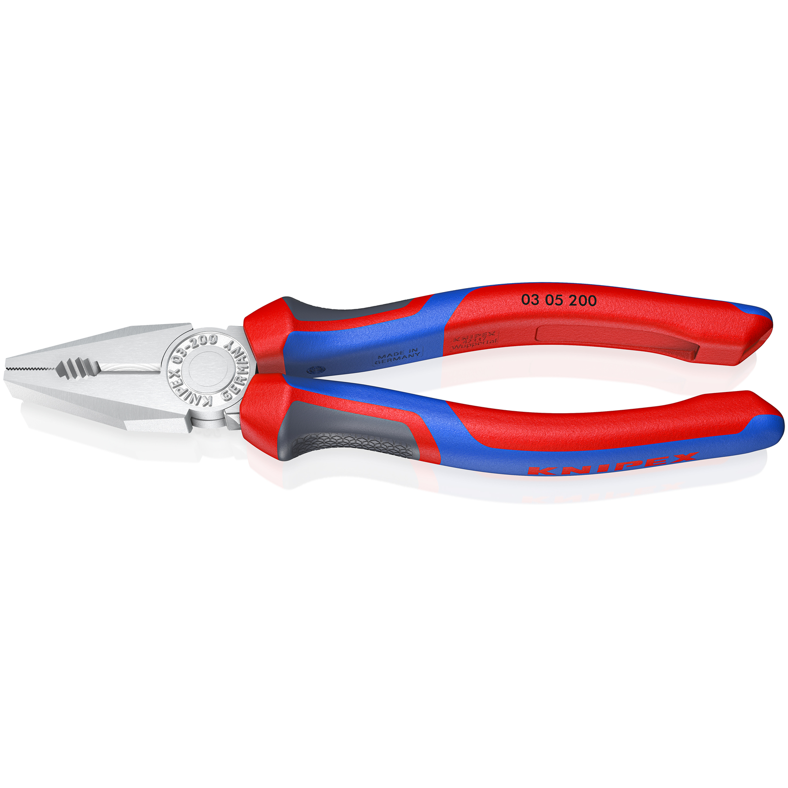Pince universelle 200mm avec tranchant - Bi-matière - Chromée - Sur carte KNIPEX - 0305200SB