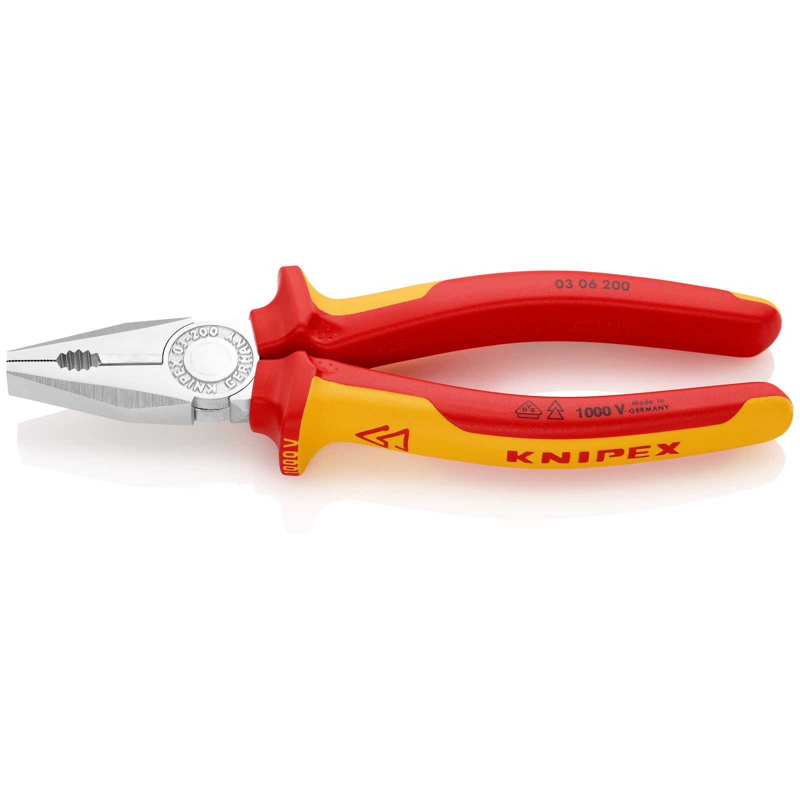 Pince universelle 200mm avec tranchant - Bi-matière - Chromée - Isolée 1000V KNIPEX - 0306200