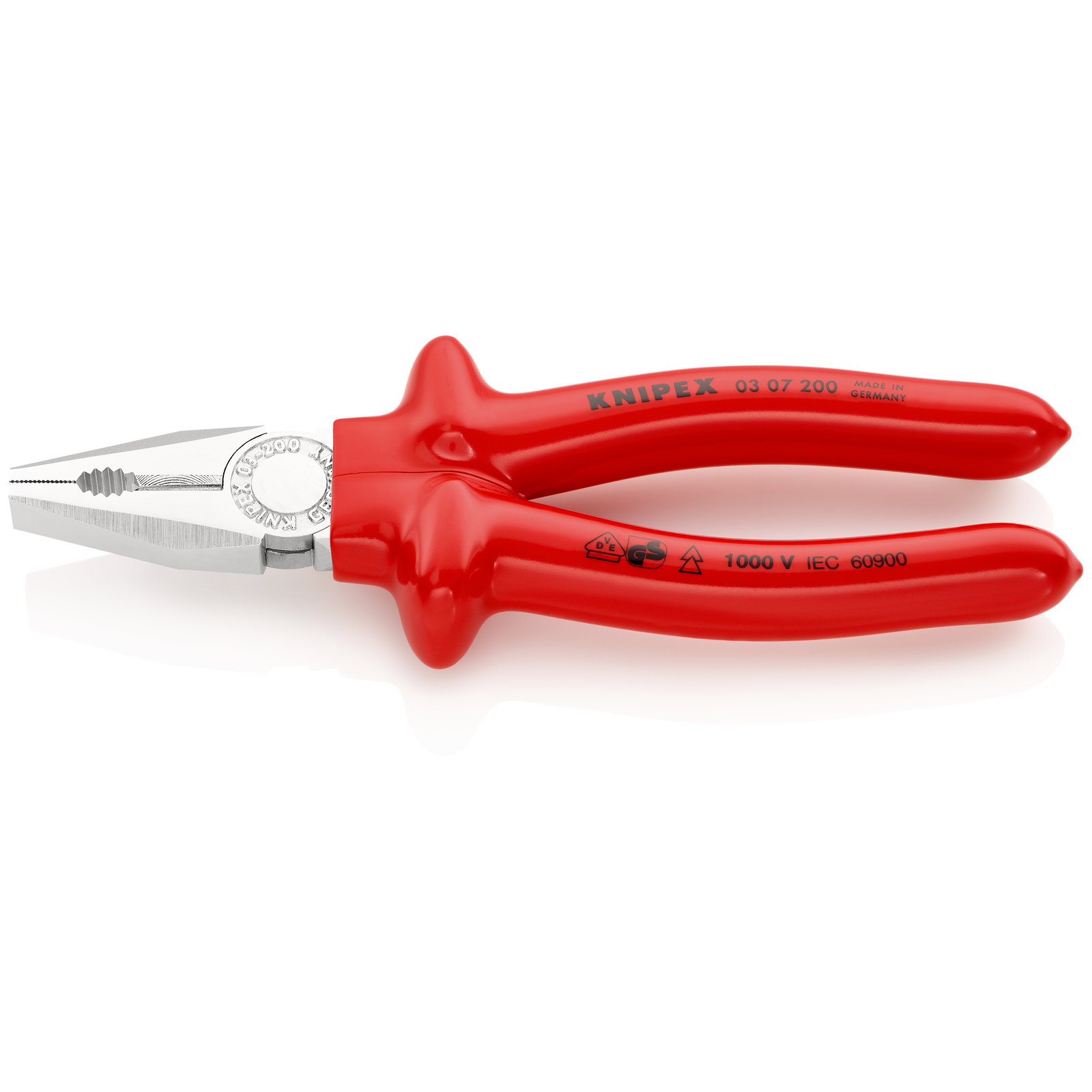 Pince universelle 200mm avec tranchant - Surmoulée - Chromée - Isolée 1000V KNIPEX - 0307200