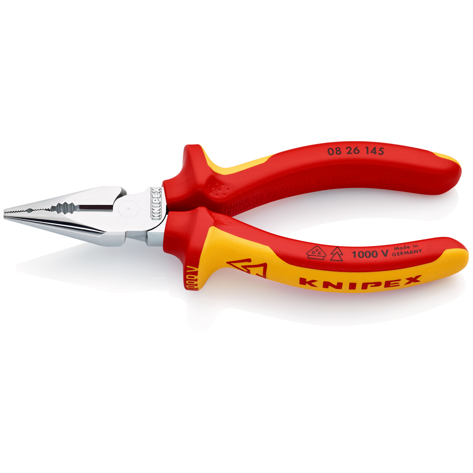 Pince universelle 145mm avec tranchant - Bi-matière - Chromée - Isolée 1000V KNIPEX - 0826145