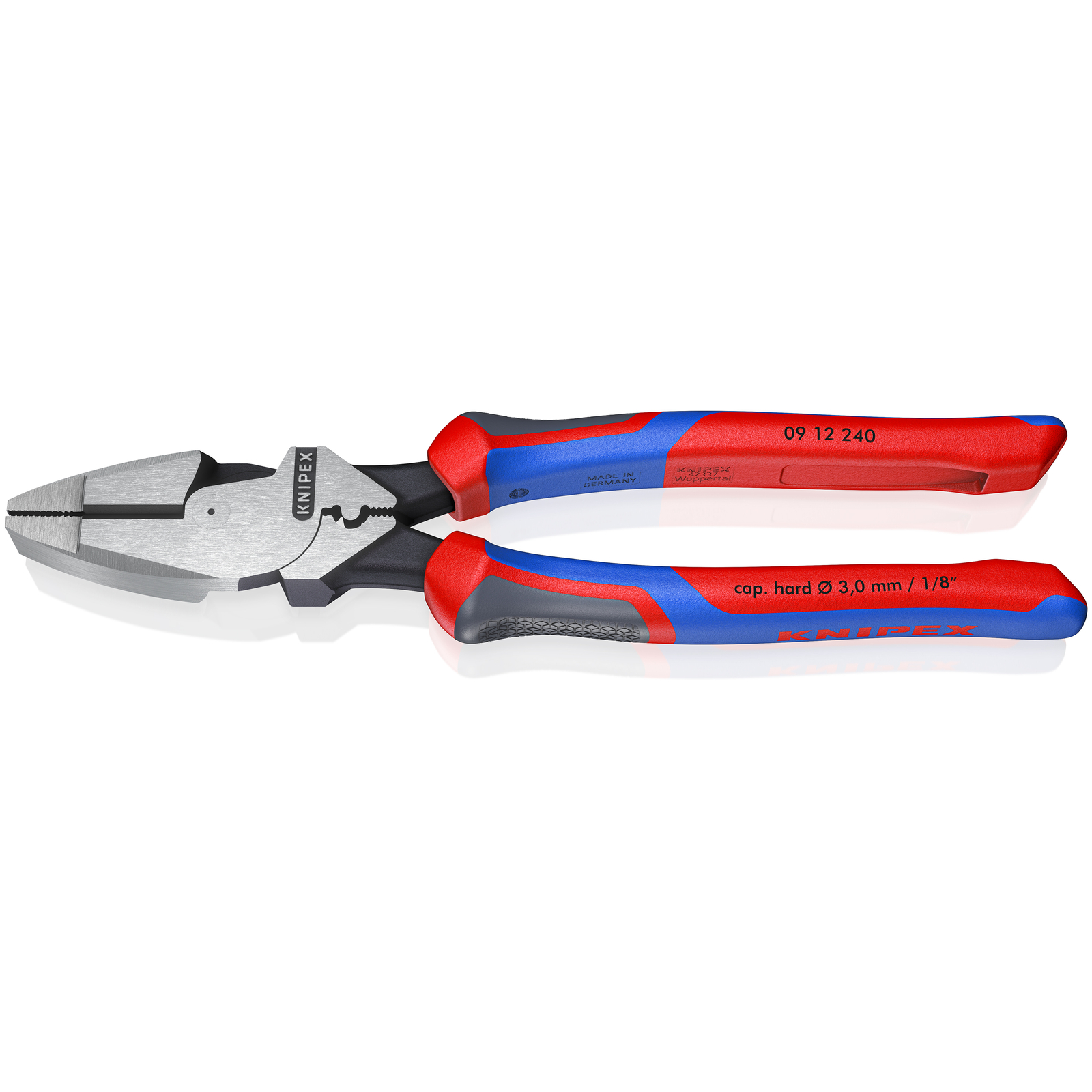 Pince universelle Linesman's 240mm avec tranchant et sertissage - Bi-matière KNIPEX - 0912240