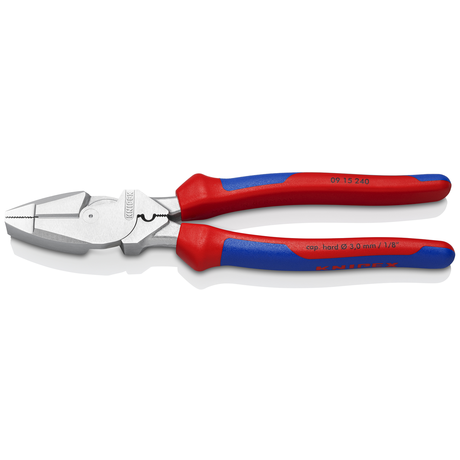 Pince universelle Linesman's 240mm - Sertissage - Gainage bi-matière - Chromée KNIPEX - 0915240
