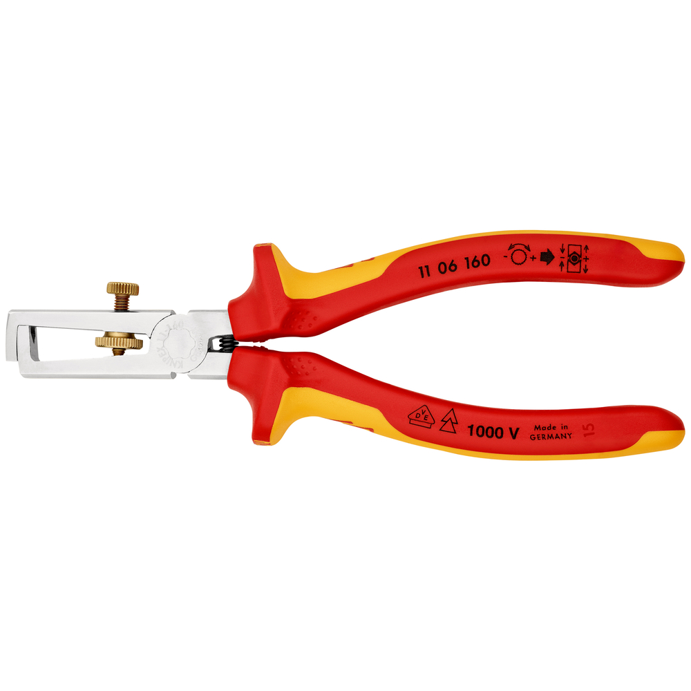 Pince à dénuder avec ressort d'ouverture universel 160mm chrome 1000V KNIPEX - 11 06 160