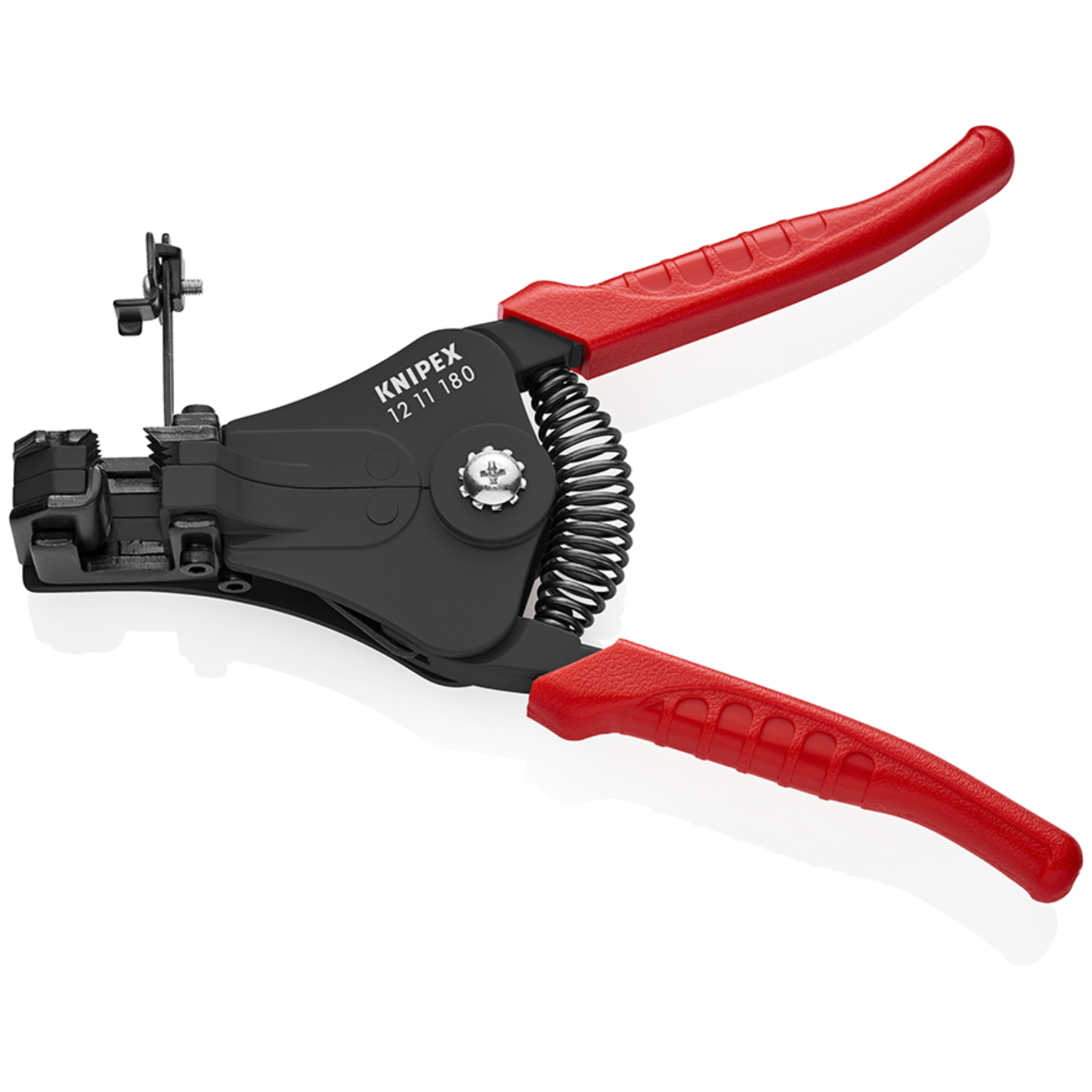 Pince à dénuder avec 2 couteaux de forme 0,5/1,2/1,6/2mm² - 180mm - Laquée noire KNIPEX - 1211180