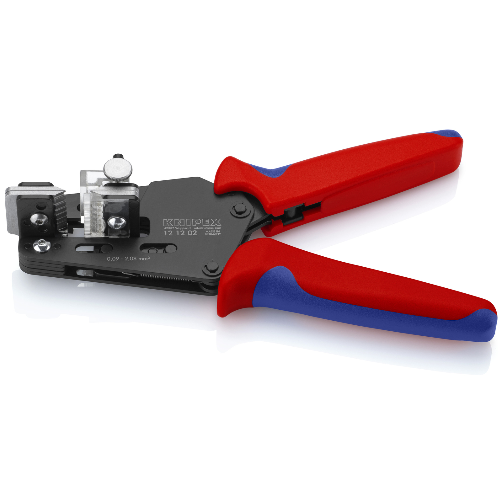 Pince à dénuder 4 couteaux de forme 0,03 à 2,08mm² / AWG 32-14 195mm Bi-matière KNIPEX - 121202