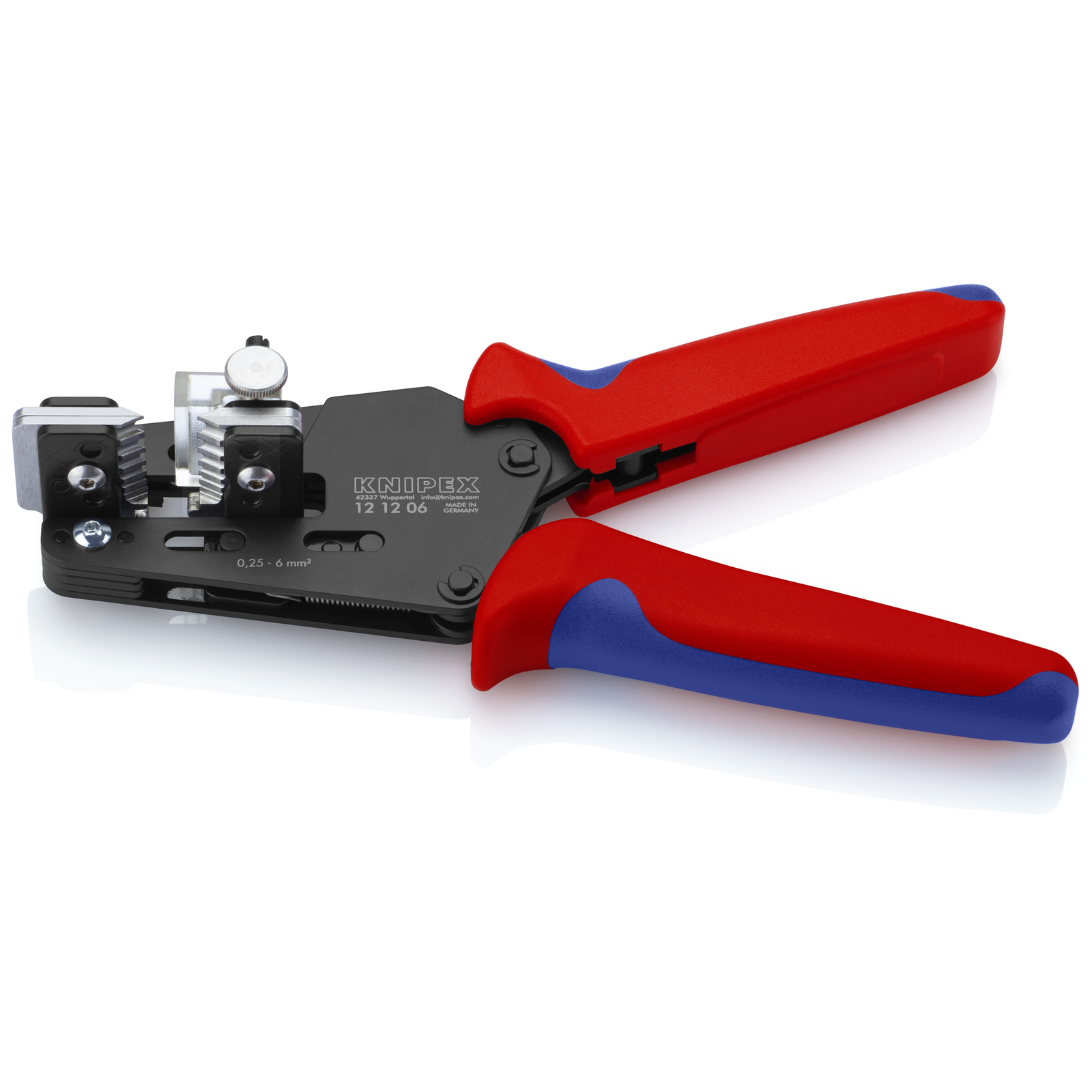 Pince à dénuder 4 couteaux de forme 0,14 à 6mm² / AWG 26-10 - 195mm - Bi-matière KNIPEX - 121206