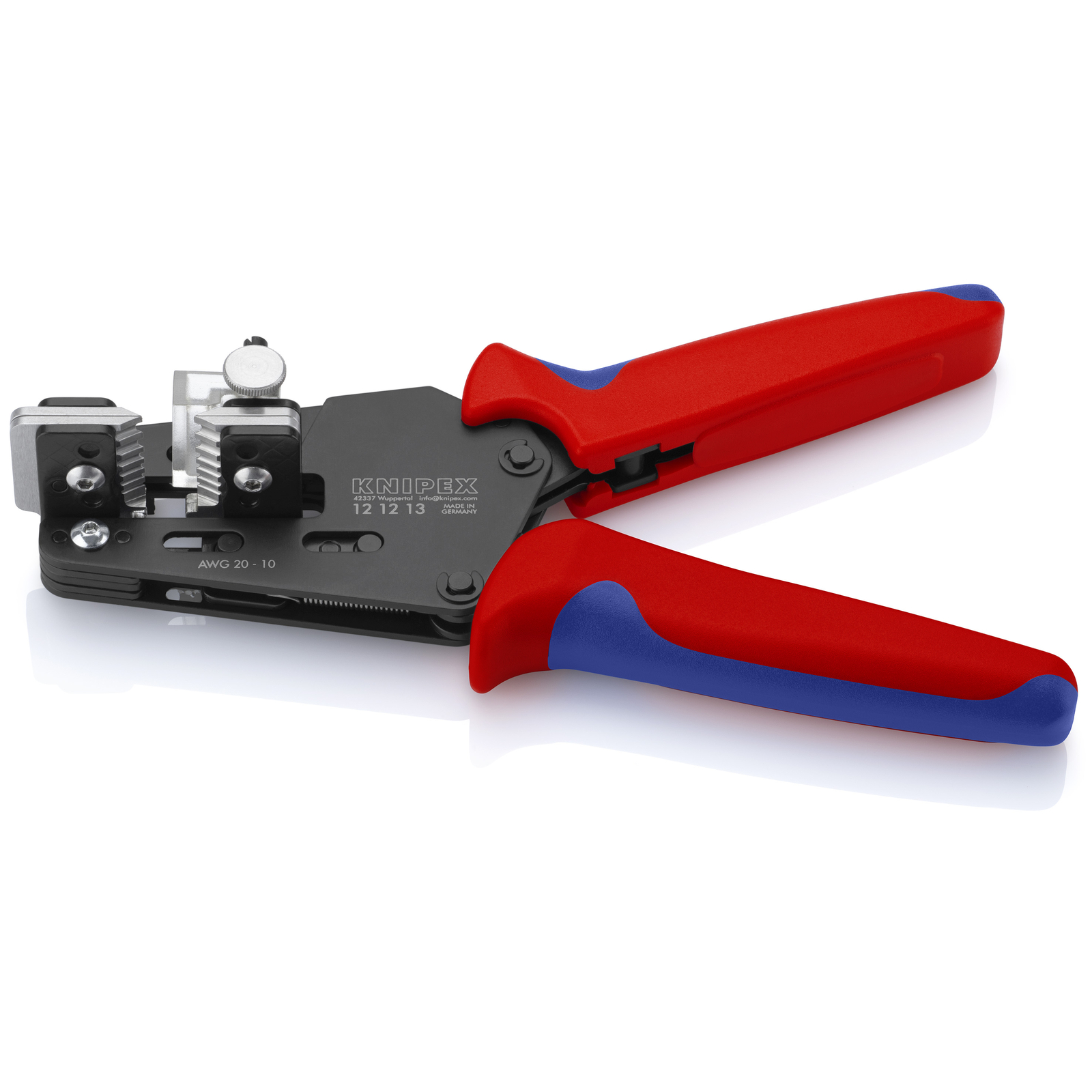 Pince à dénuder 4 couteaux de forme AWG 16/18/20/22/24/26 - 195mm - Bi-matière KNIPEX - 121213