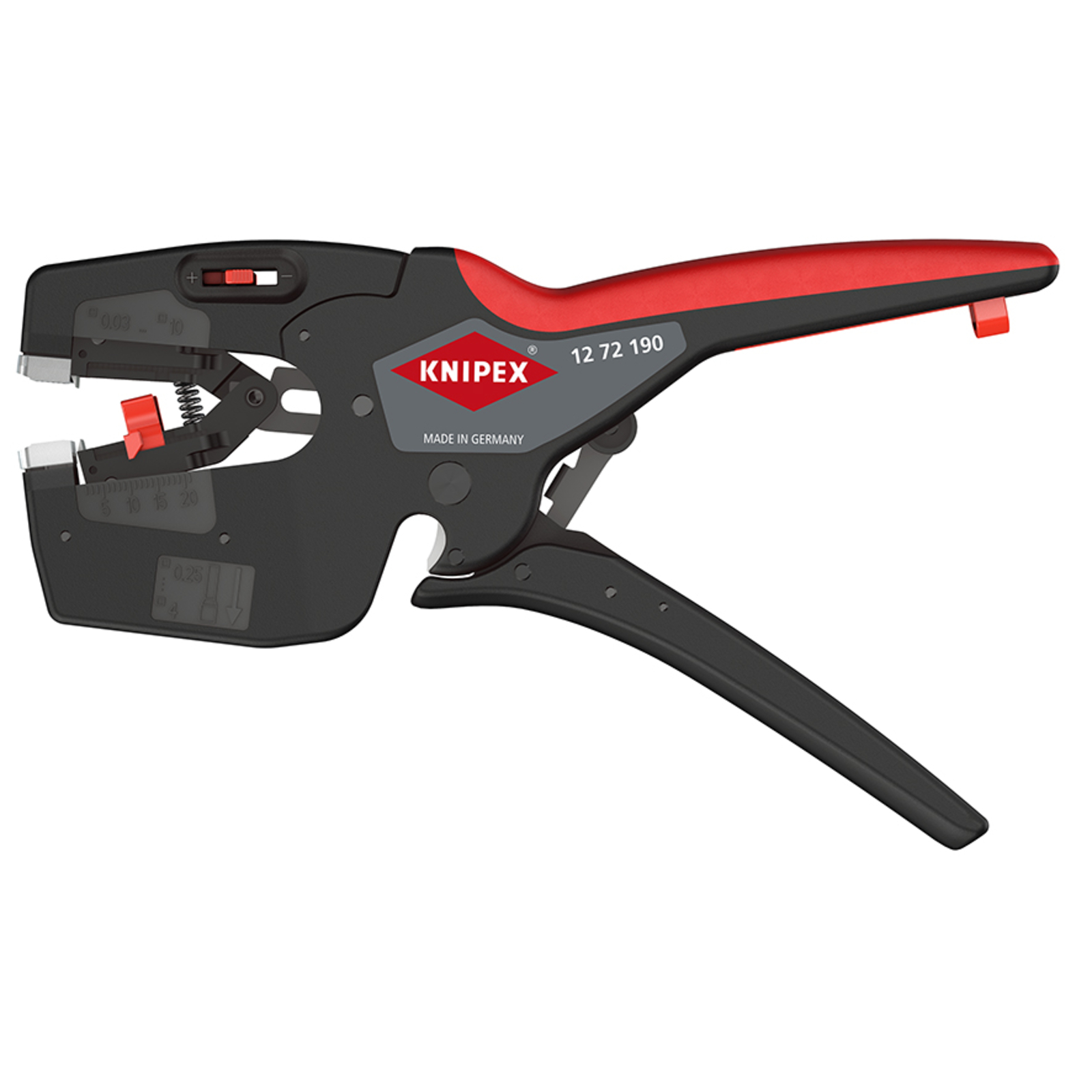 Pince à dénuder automatique 10mm² et à sertir les embouts de 0,25 à 4mm² KNIPEX - 1272190