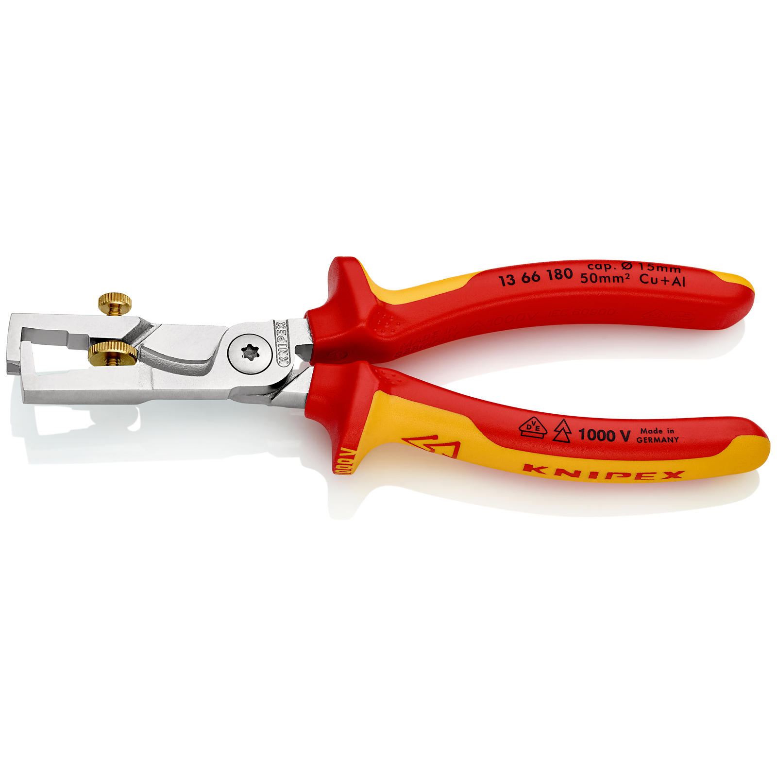 Pince à dénuder et coupe-câbles KNIPEX StriX - 180mm - Bi-matière - Chromé 1000V KNIPEX - 1366180