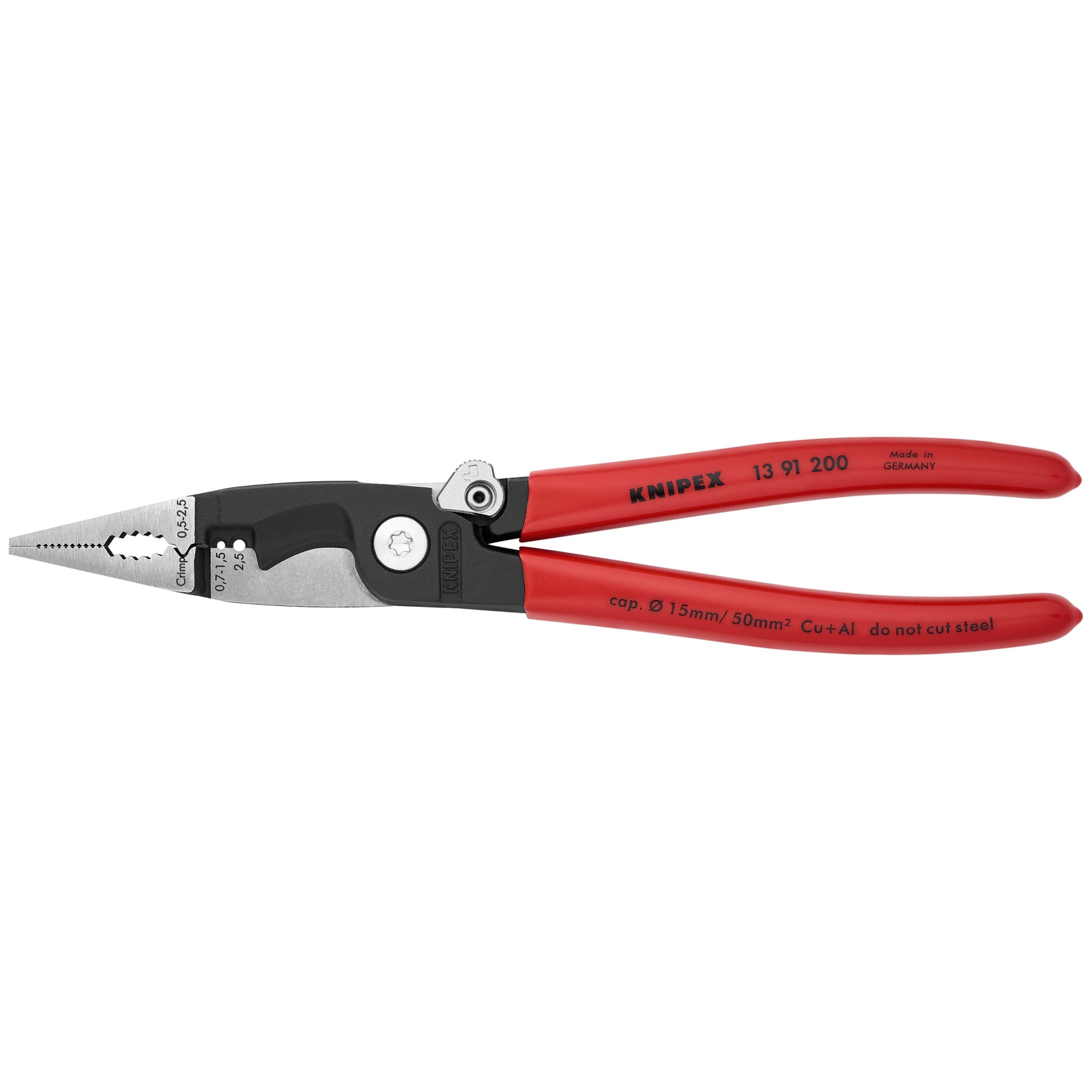 Pince multifonctions 6 outils en 1 - 200mm - Gainage PVC - Loquet de fermeture KNIPEX - 1391200