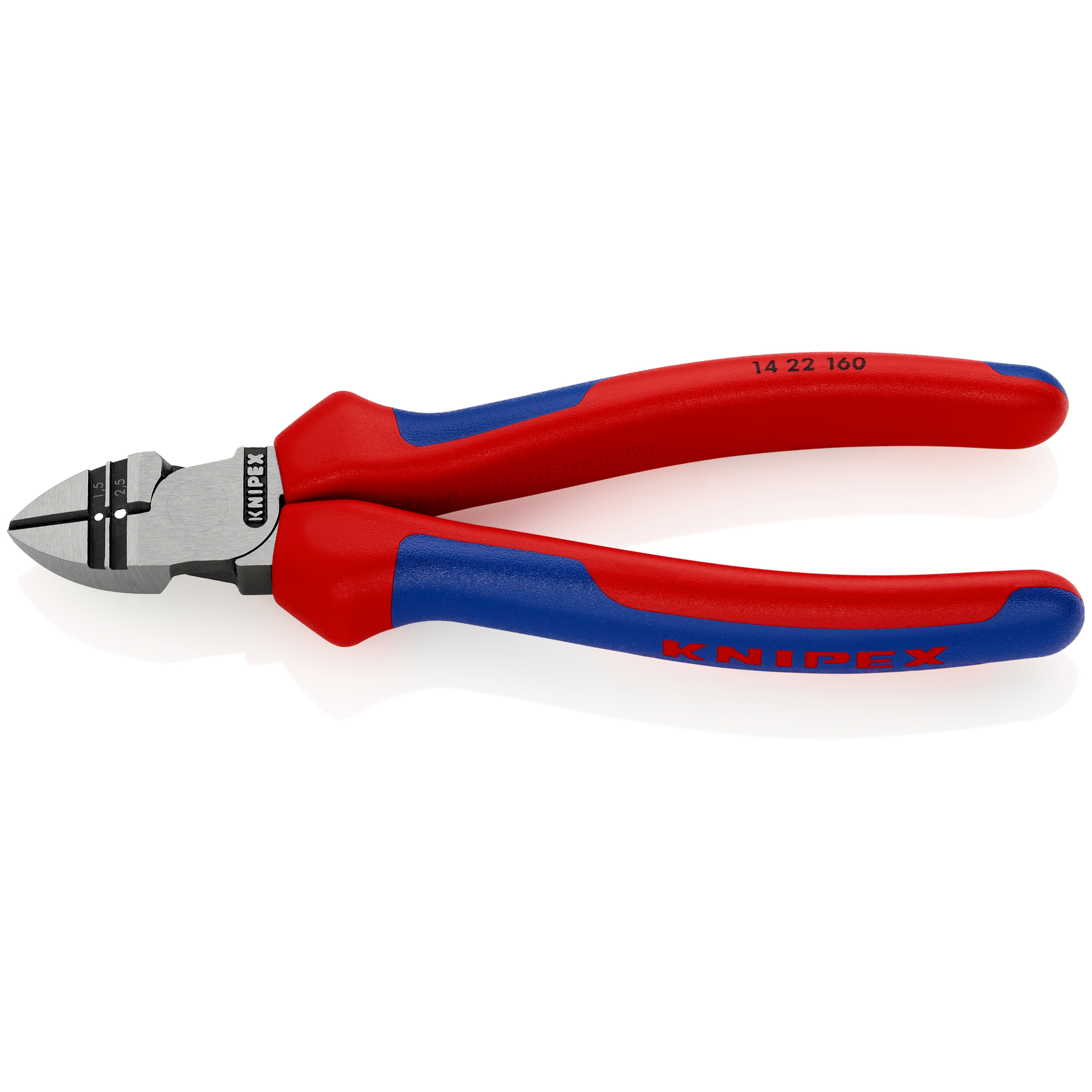 Pince coupante avec berceaux de dénudage 1,5 et 2,5mm² - 160mm -Tri-matière - SC KNIPEX - 1422160SB
