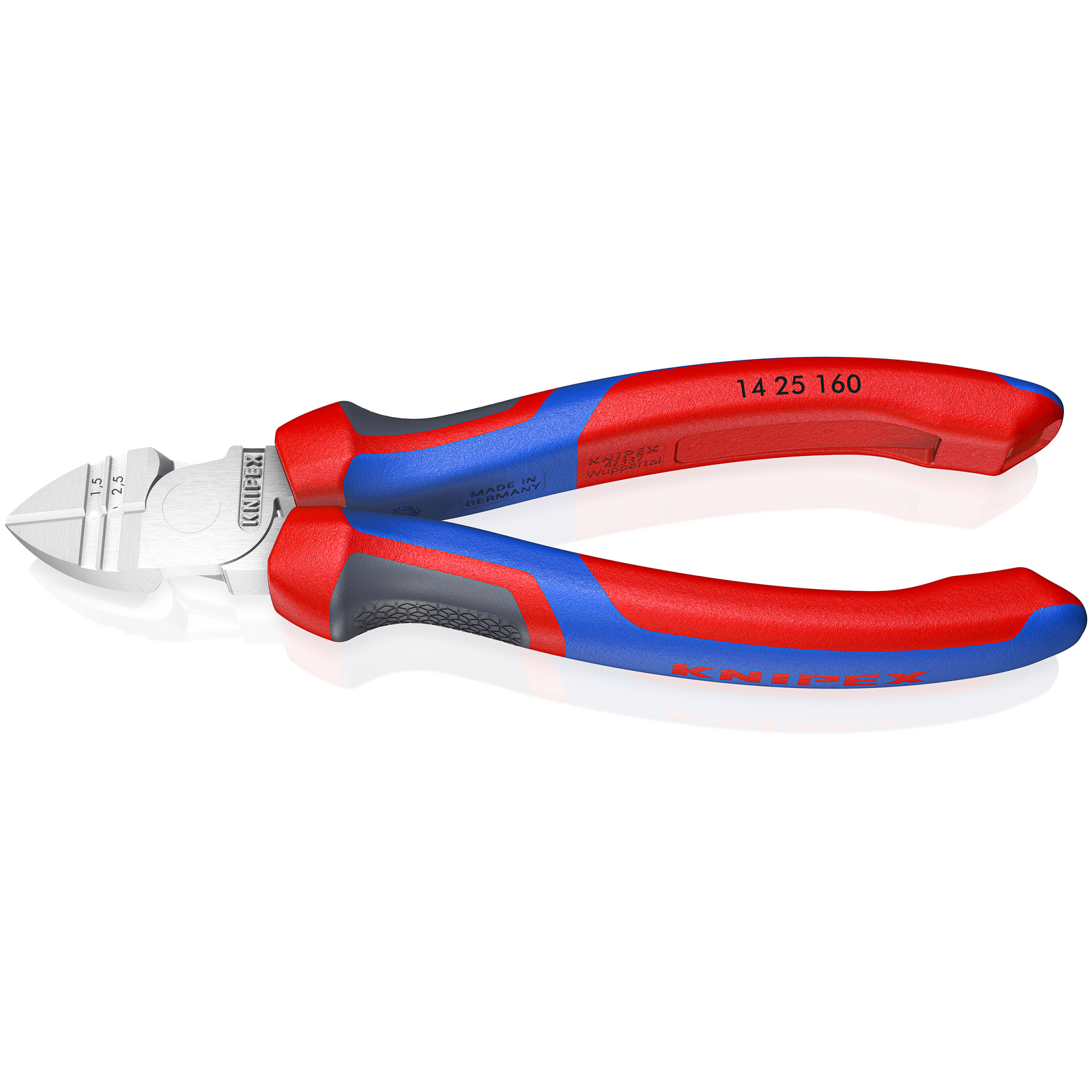 Pince coupante de côté et à dénuder 1,5 à 2,5mm² - 160mm - Tri-matière - Chromée KNIPEX - 1425160