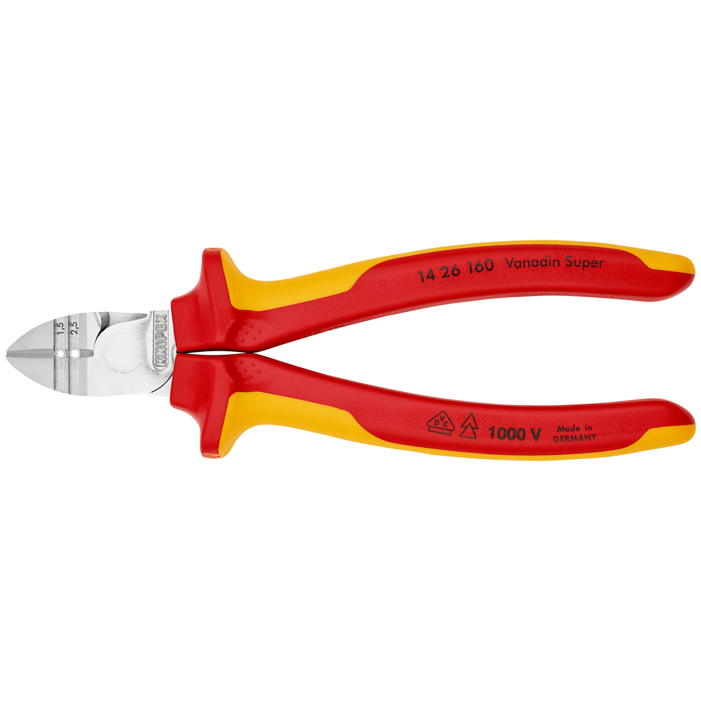 Pince à dénuder coupante de côté 160mm chrome 1000v KNIPEX - 14 26 160 SB