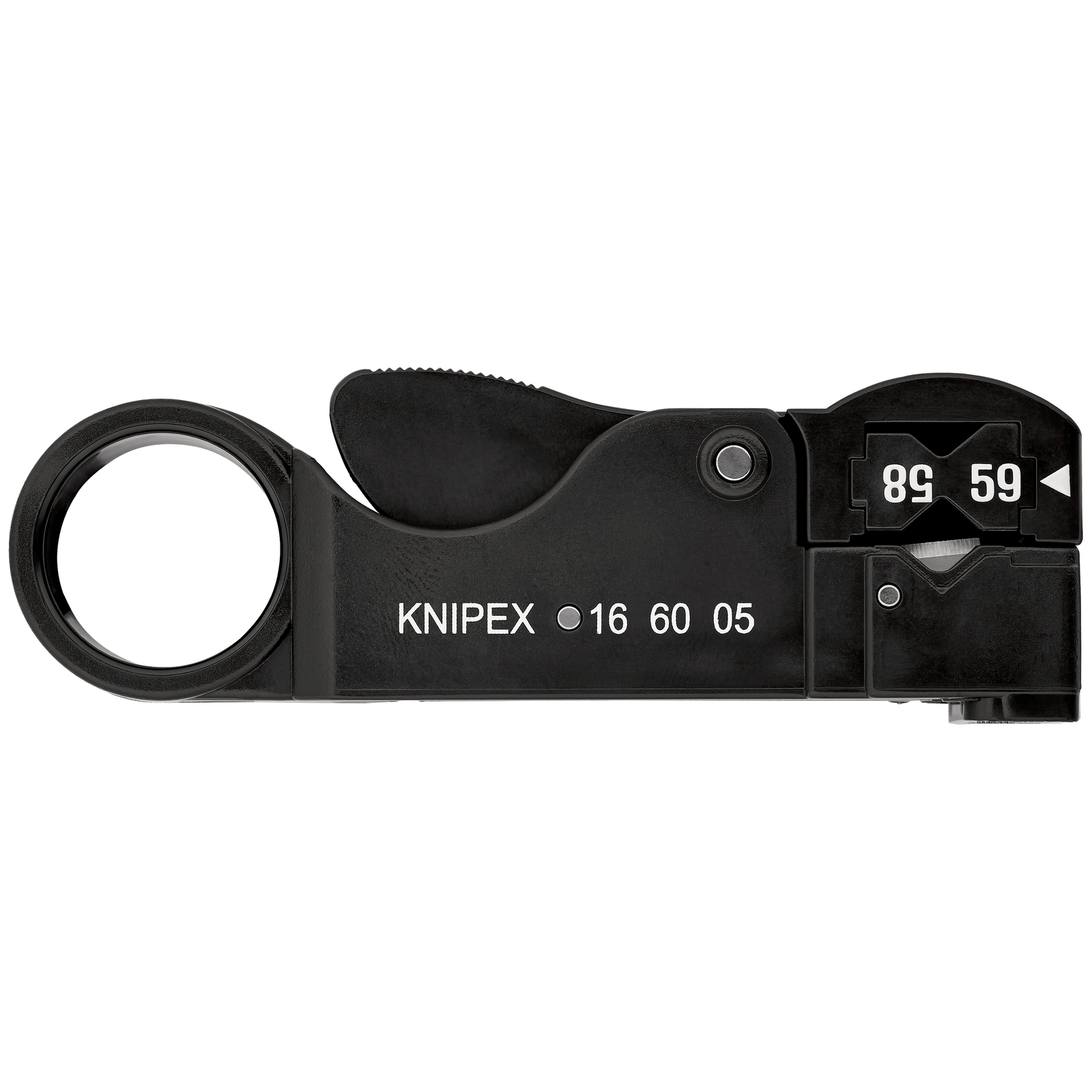 Outil à dénuder pour câbles coaxiaux RG58 / 59 / 62 - 105mm - Boitier ABS - SC KNIPEX - 166005SB