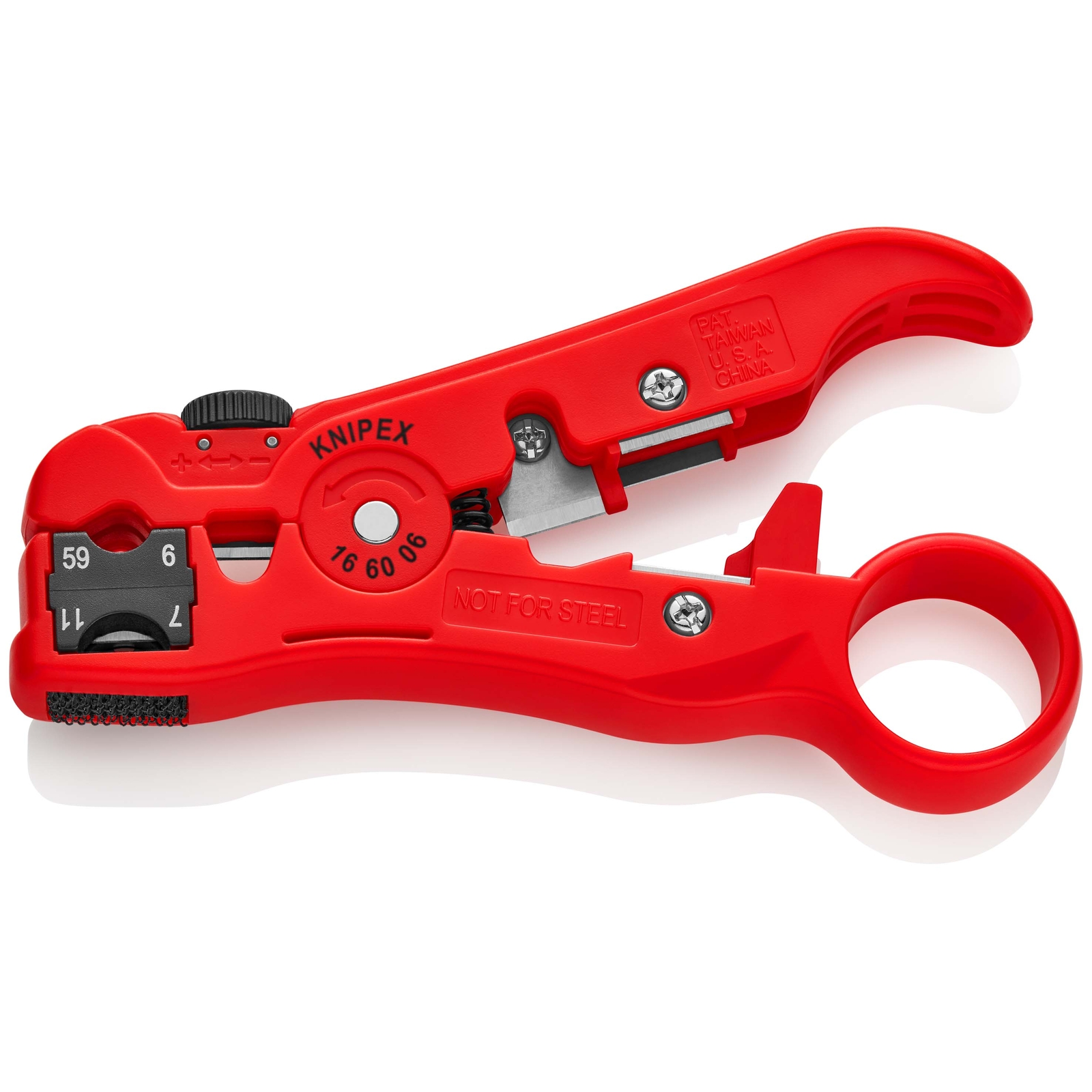 Outil à dénuder pour câbles coaxiaux RG59 / 6 / 7 /11 - 125mm - Boitier ABS - SC KNIPEX - 166006SB