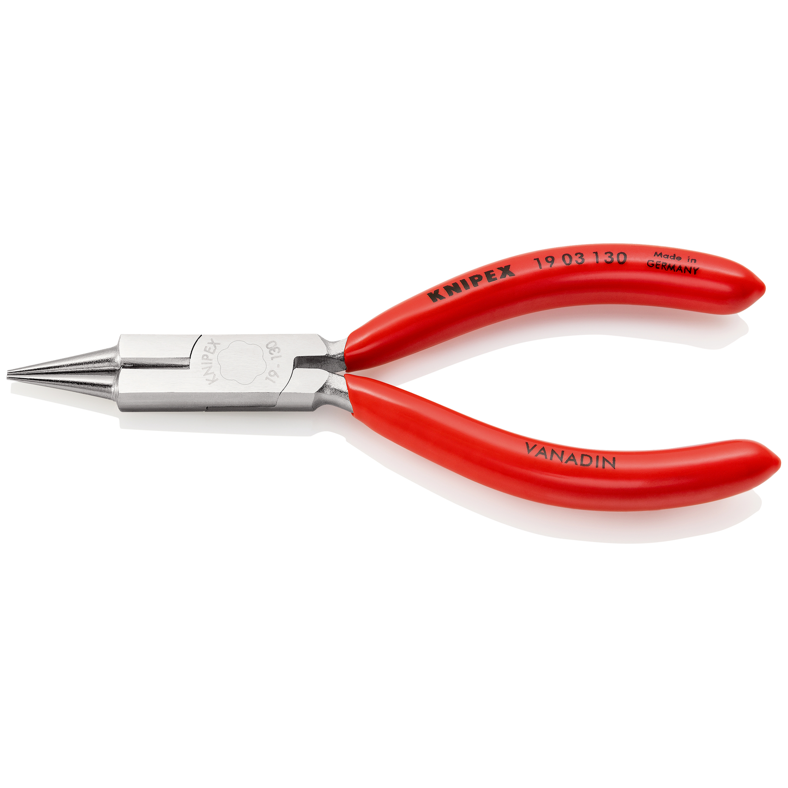 Pince à becs ronds avec tranchant Dureté 60HRC - 130mm - Gainage PVC - Chromée KNIPEX - 1903130