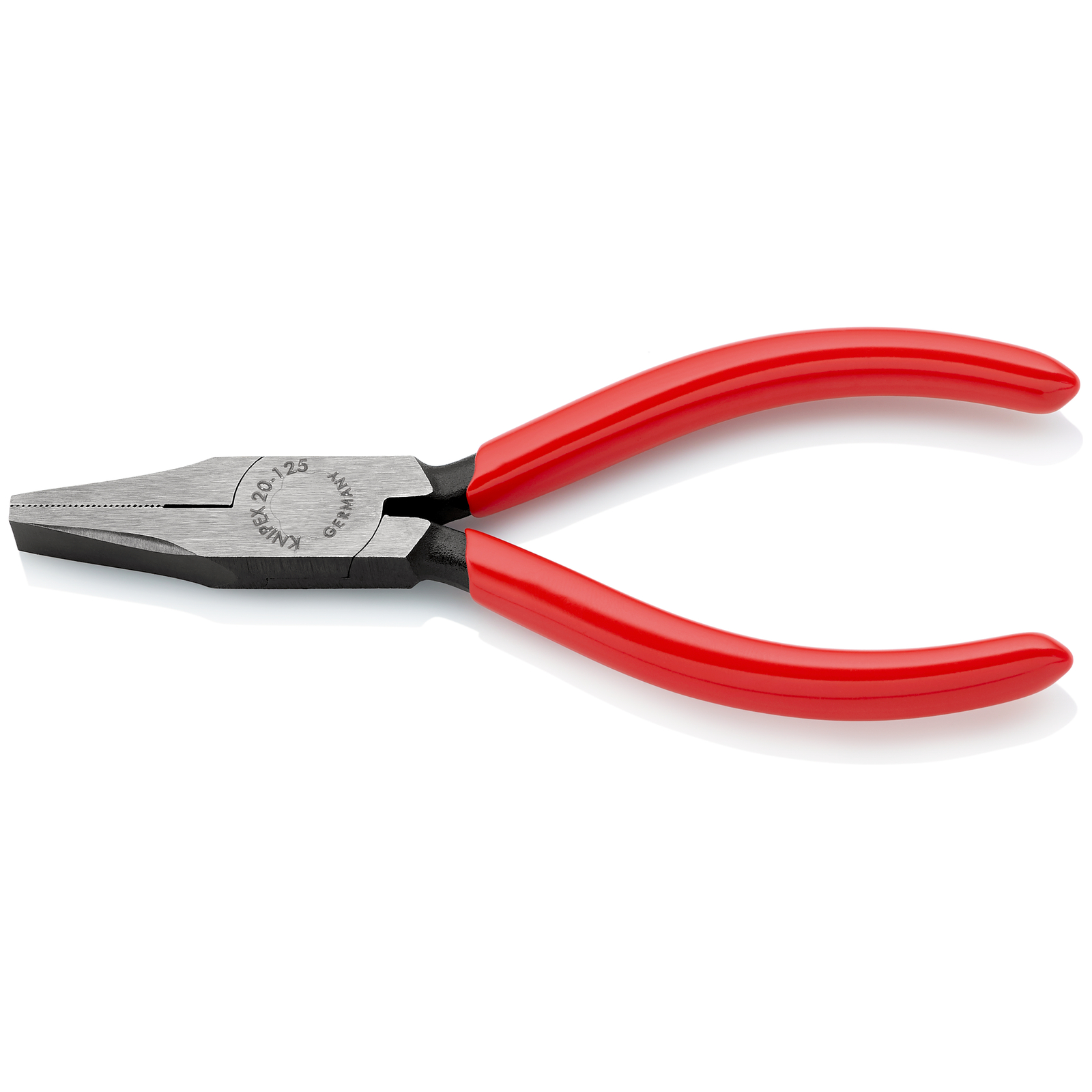 Pince à becs courts et plats - 125mm - Gainage PVC Atramentisée noire Tête polie KNIPEX - 2001125