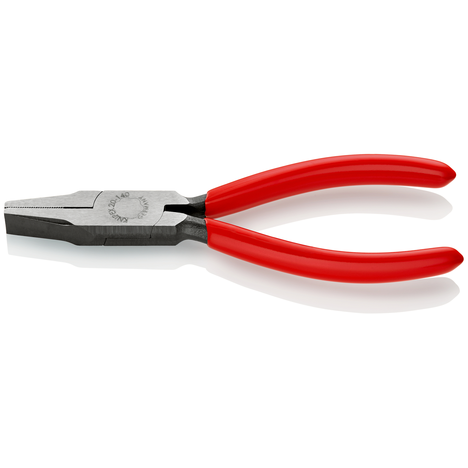 Pince à becs courts et plats - 140mm - Gainage PVC Atramentisée noire Tête polie KNIPEX - 2001140