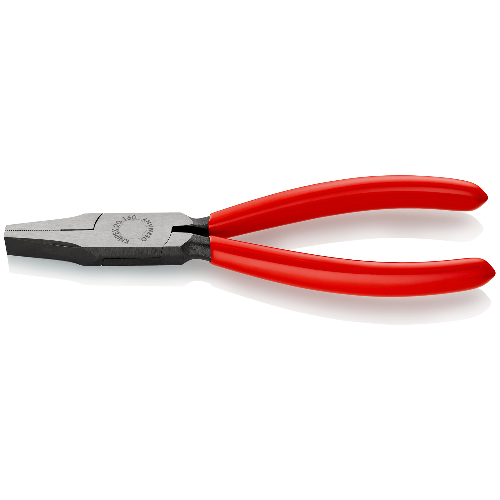 Pince à becs courts et plats - 160mm - Gainage PVC Atramentisée noire Tête polie KNIPEX - 2001160