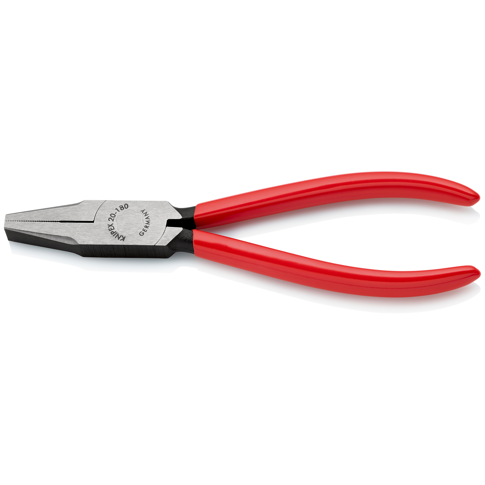 Pince à becs courts et plats - 180mm - Gainage PVC Atramentisée noire Tête polie KNIPEX - 2001180