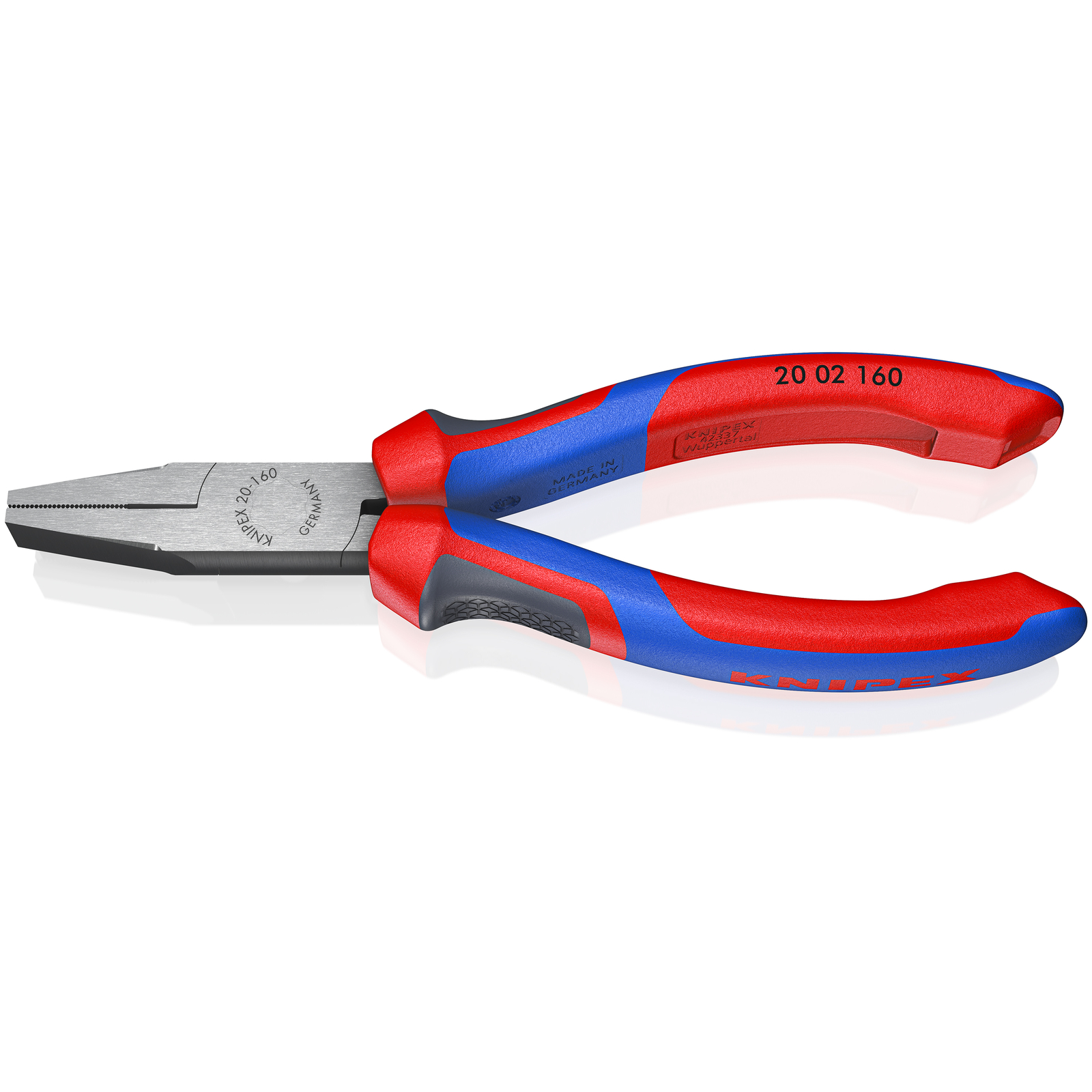Pince à becs courts et plats - 160mm - Bi-matière Atramentisée noire Tête polie KNIPEX - 2002160