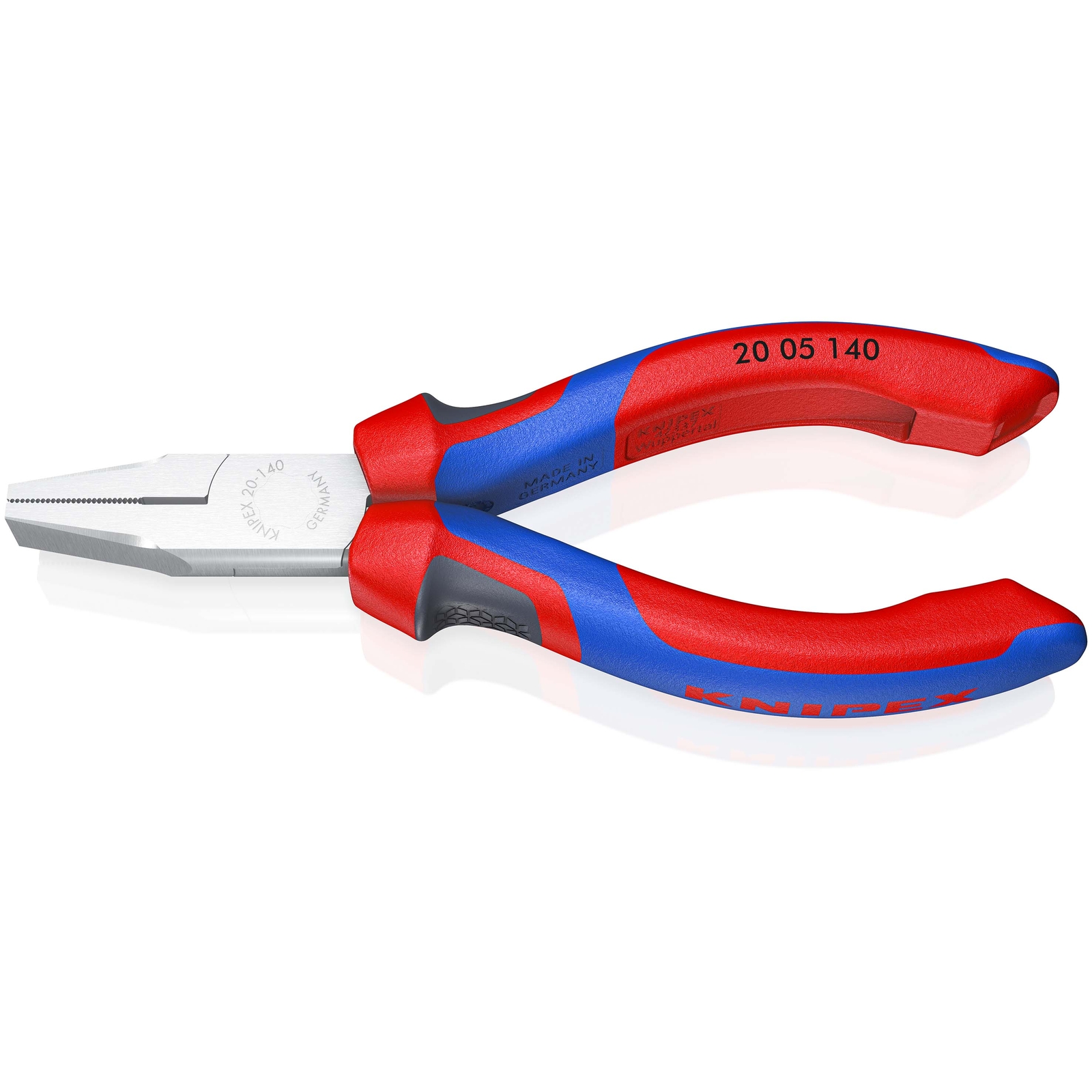 Pince à becs courts et plats - 140mm - Bi-matière - Chromée - Intérieur strié KNIPEX - 2005140