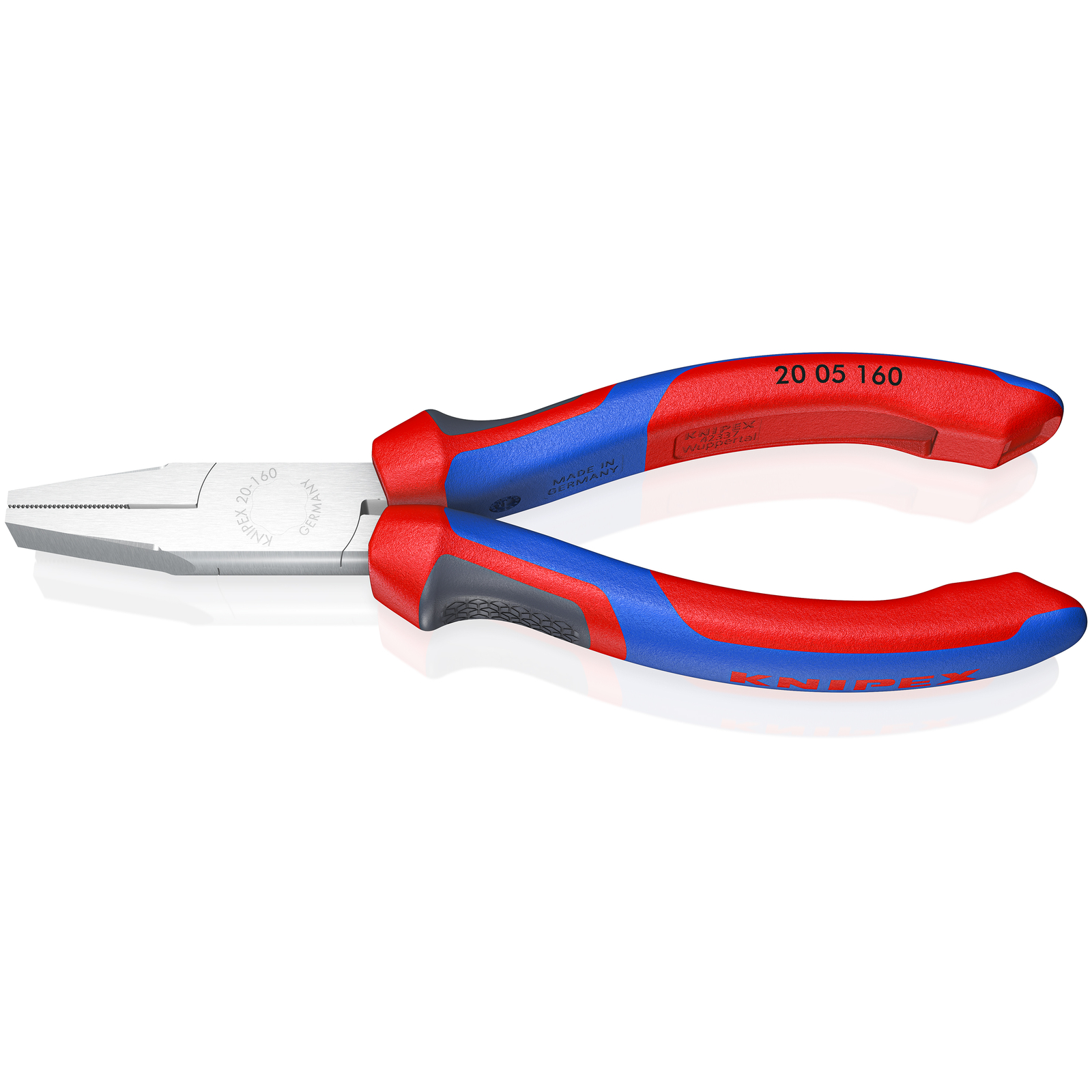 Pince à becs courts et plats - 160mm - Bi-matière - Chromée - Intérieur strié KNIPEX - 2005160