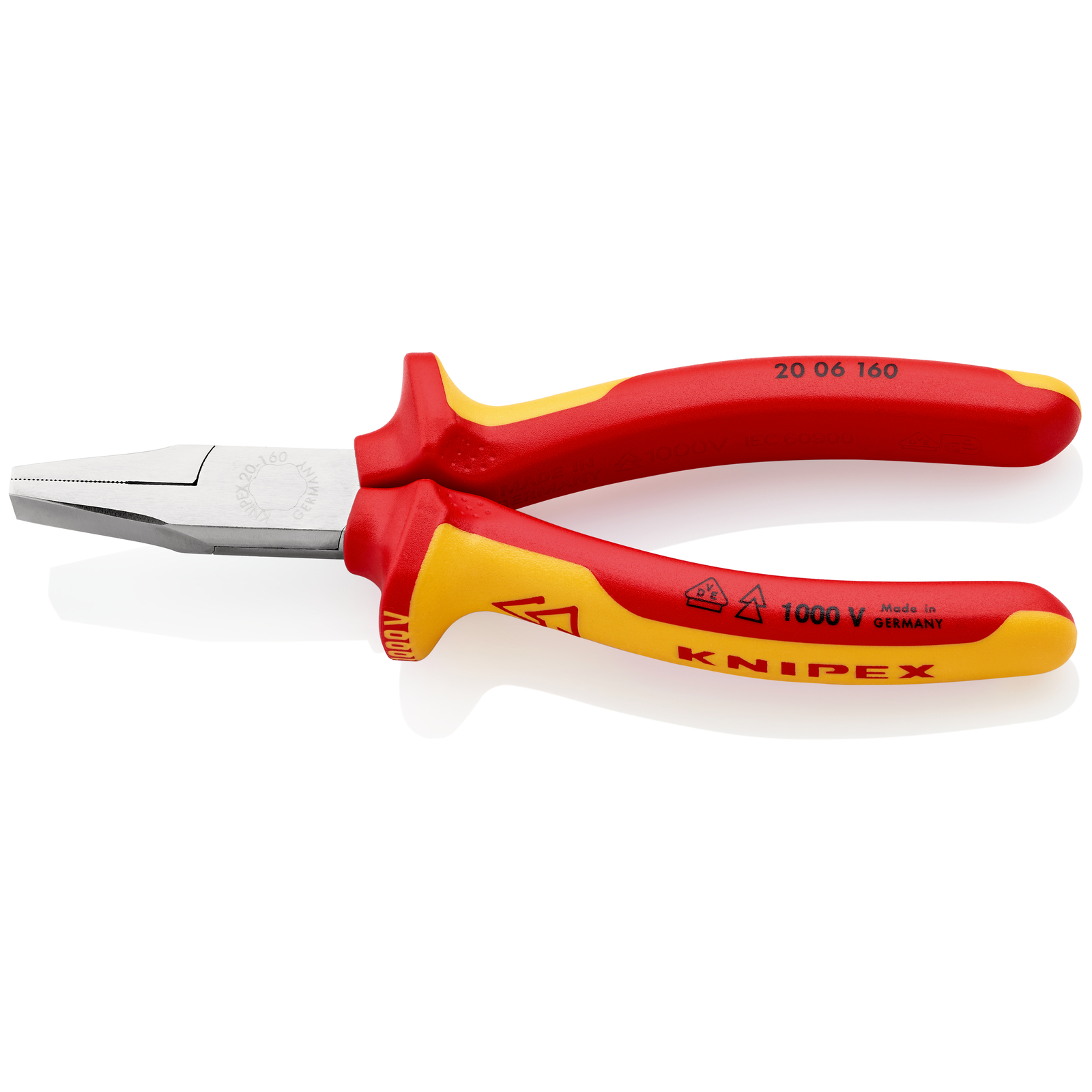 Pince à becs courts et plats - 160mm - Bi-matière - Chromée - 1000V KNIPEX - 2006160