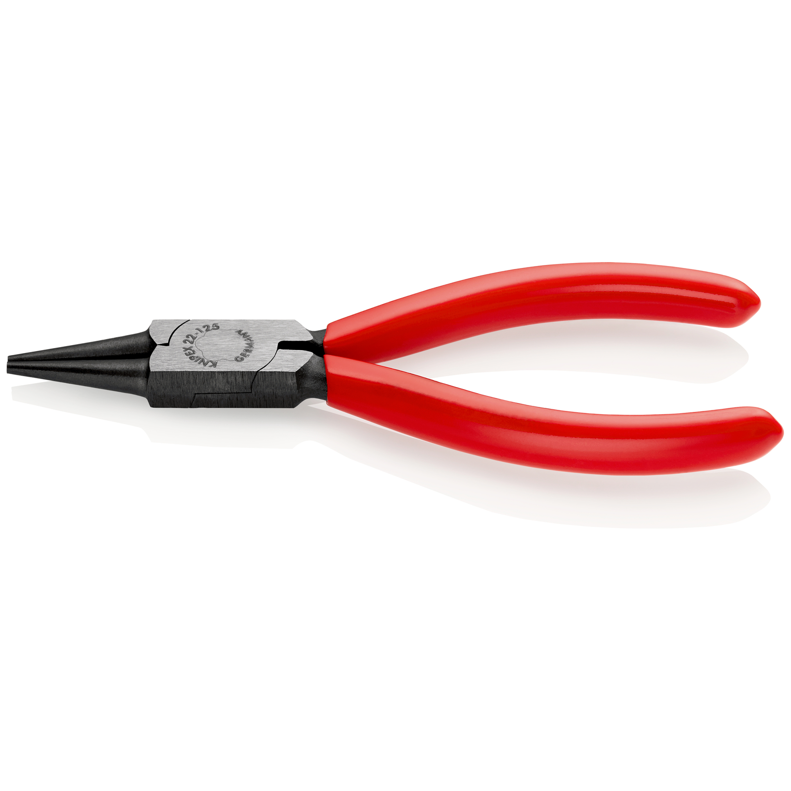 Pince à becs courts et ronds - 125mm - Gainage PVC Atramentisée noire Tête polie KNIPEX - 2201125
