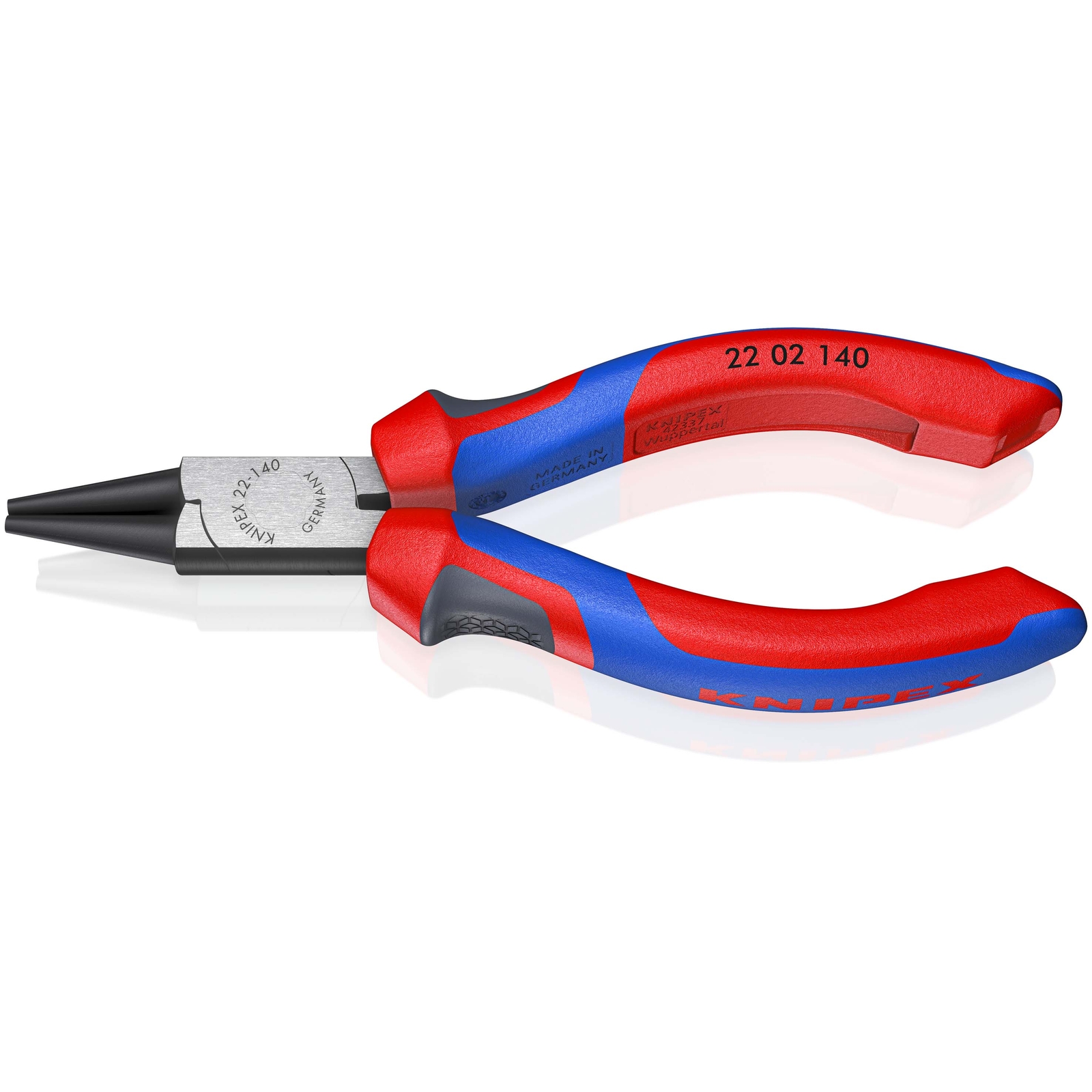 Pince à becs courts et ronds - 140mm - Bi-matière Atramentisée noire Tête polie KNIPEX - 2202140
