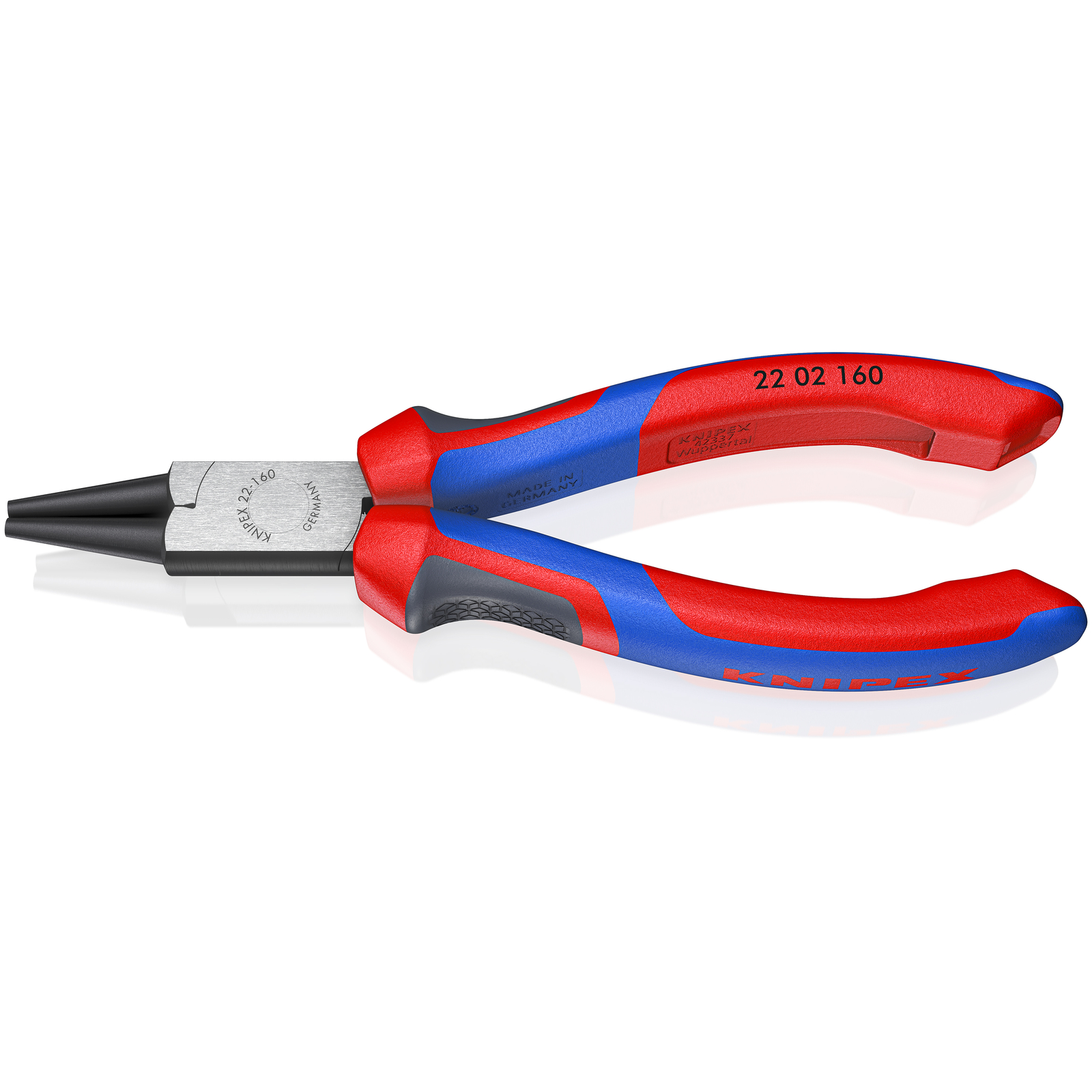 Pince à becs courts et ronds - 160mm - Bi-matière Atramentisée noire Tête polie KNIPEX - 2202160