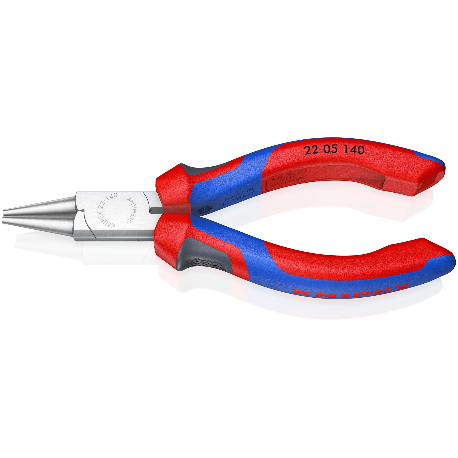 Pince à becs courts et ronds - 140mm - Bi-matière - Chromée - Pointes lisses KNIPEX - 2205140