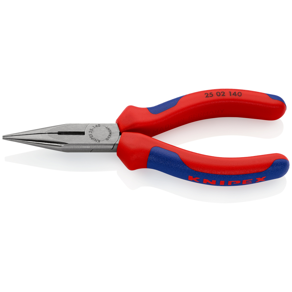 Pince à becs demi-ronds 140mm avec tranchant - Gainage bi-matière - Tête polie KNIPEX - 2502140SB
