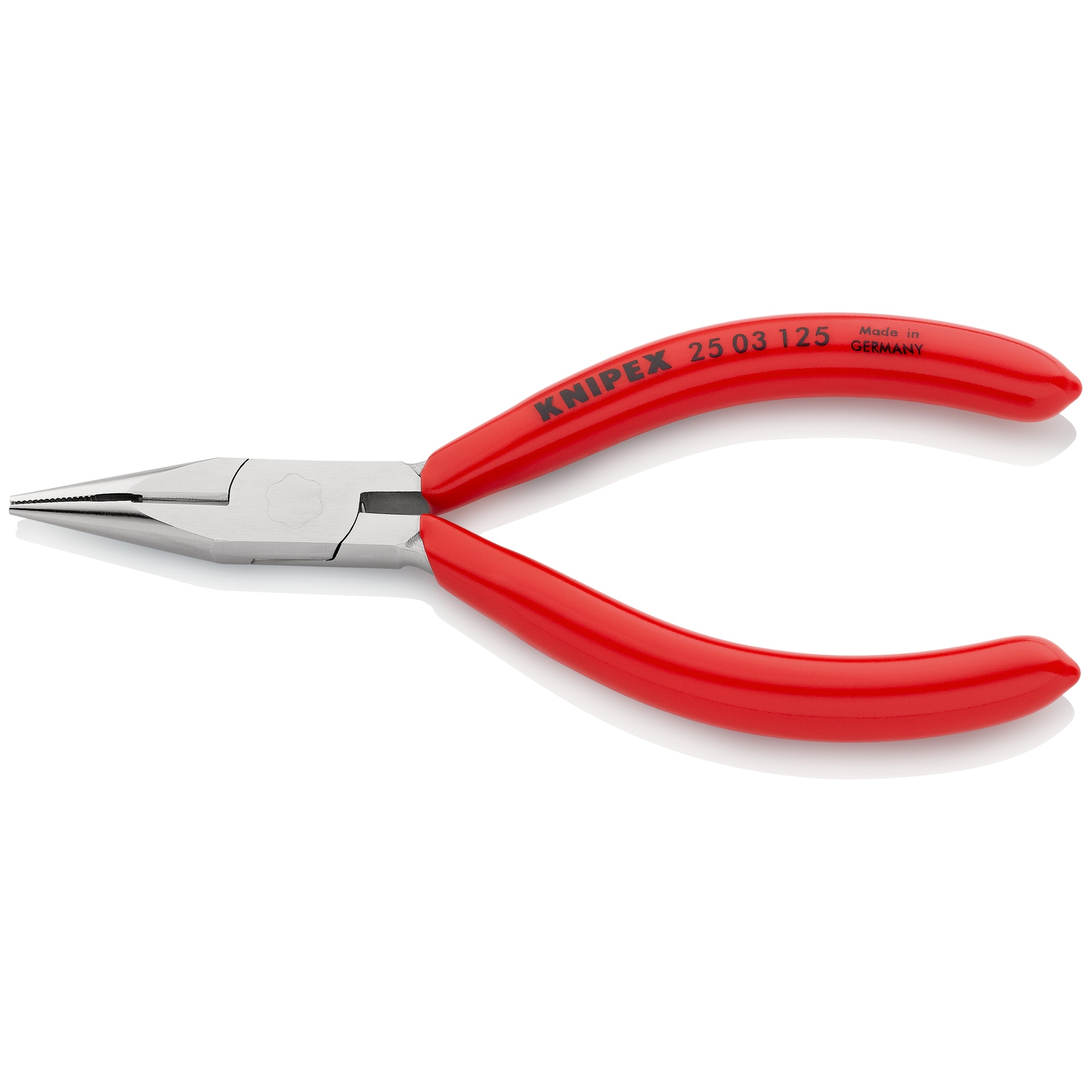 Pince à becs demi-ronds 125mm avec tranchant Dureté 61HRC Gainage PVC Chromée KNIPEX - 2503125