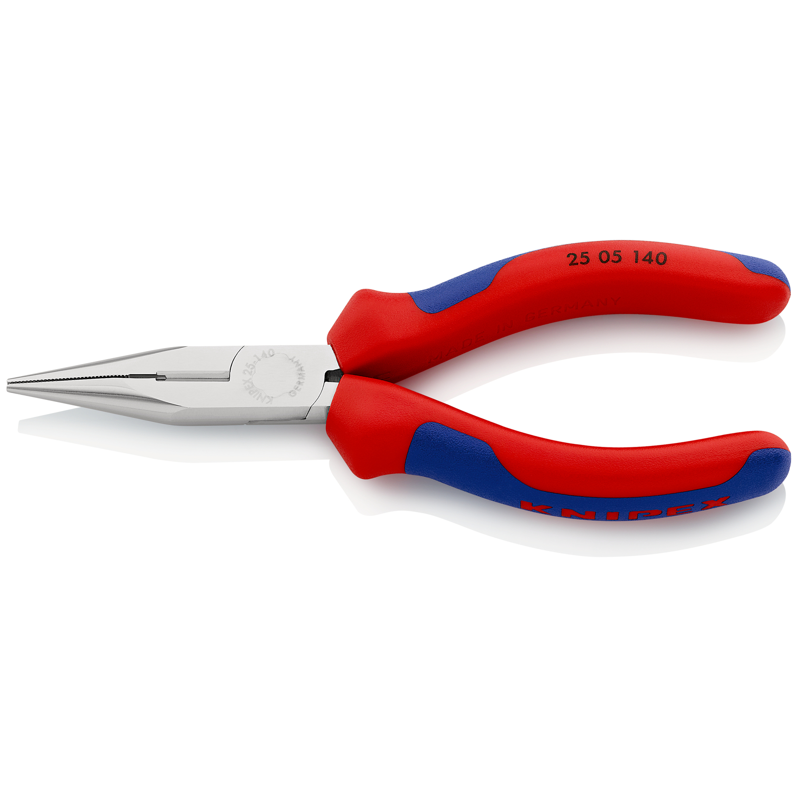 Pince à becs demi-ronds 140mm avec tranchant Dureté 61HRC Gainage PVC Chromée KNIPEX - 2505140