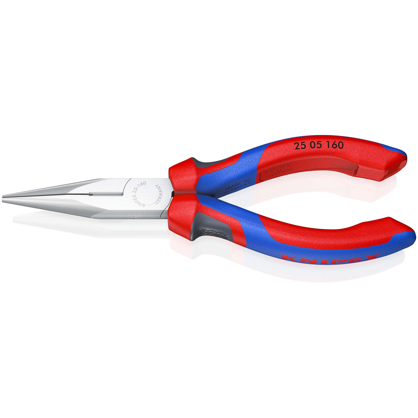 Pince à becs demi-ronds 160mm avec tranchant Dureté 61HRC - Bi-matière Chromée KNIPEX - 2505160
