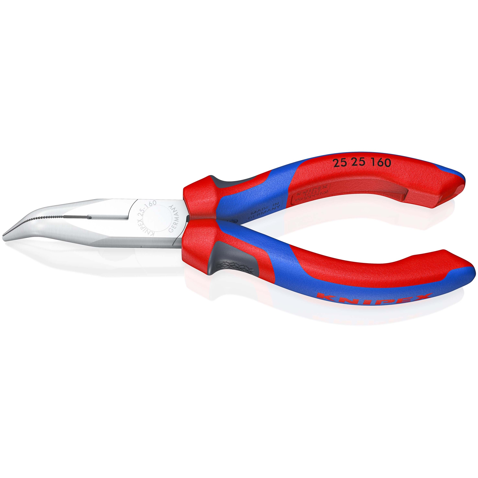 Pince à becs demi-ronds 160mm coudés 40° - Tranchant 61HRC Bi-matière Chromée KNIPEX - 2525160