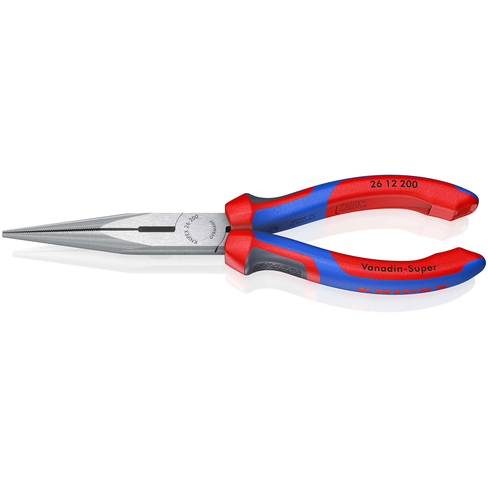 Pince à becs demi-ronds 200mm avec tranchant Dureté 61HRC - Bi-matière - SC KNIPEX - 2612200SB