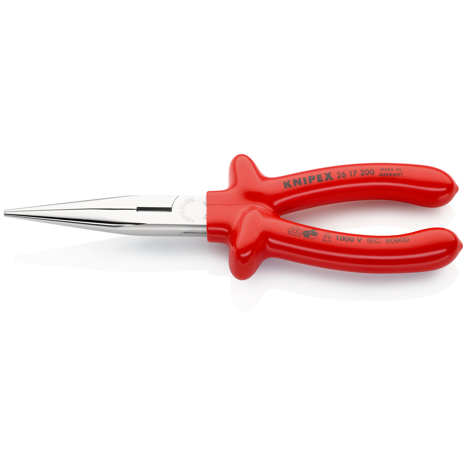 Pince à becs demi-ronds 200mm avec tranchant - Gainage surmoulé -Isolée 1000V KNIPEX - 2617200