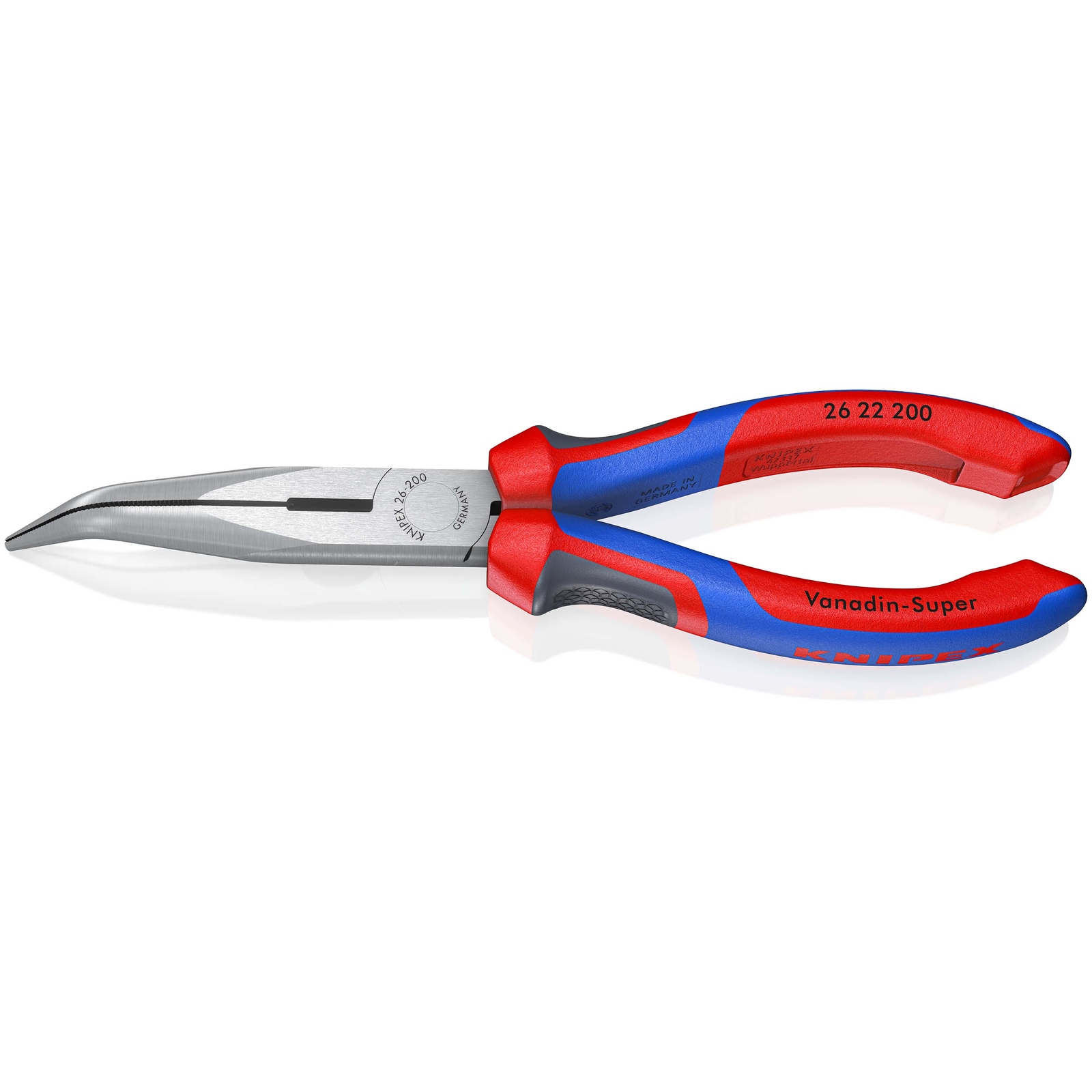 Pince à becs demi-ronds 200mm coudés 40° avec tranchant - Bi-matière - Chromée KNIPEX - 2622200