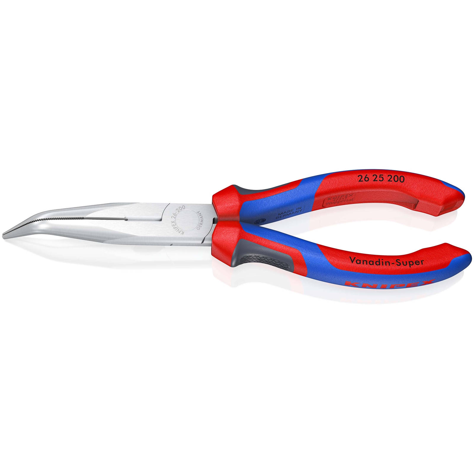 Pince à becs demi-ronds 200mm coudés 40° sans tranchant - Bi-matière Chromée SC KNIPEX - 2625200SB