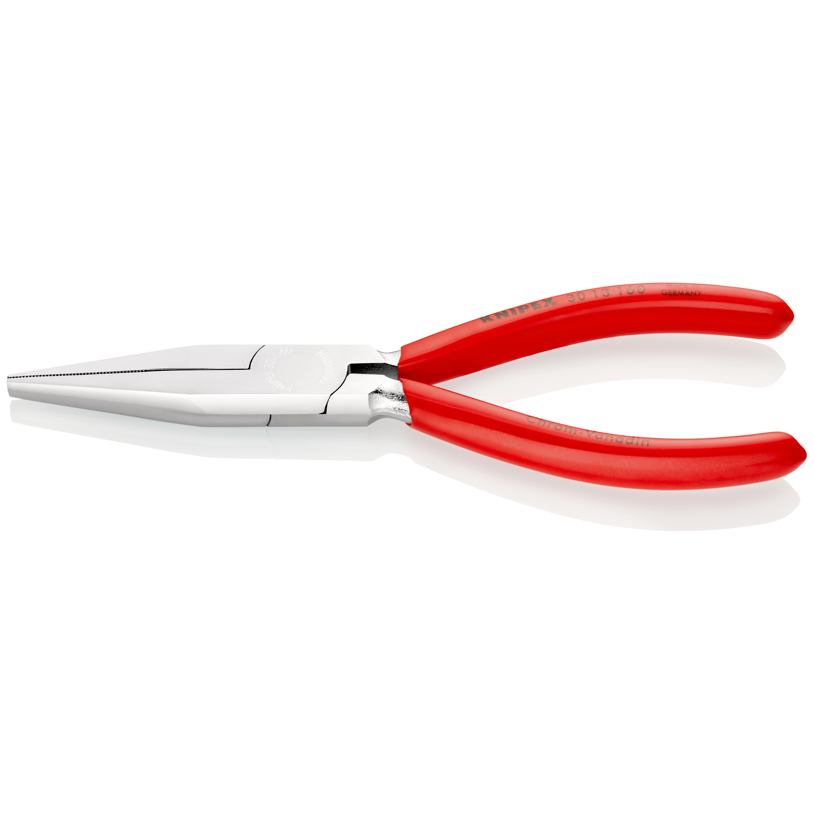 Pince à becs longs avec becs plats 160mm - Gainage PVC - Chromée - Très robuste KNIPEX - 3013160