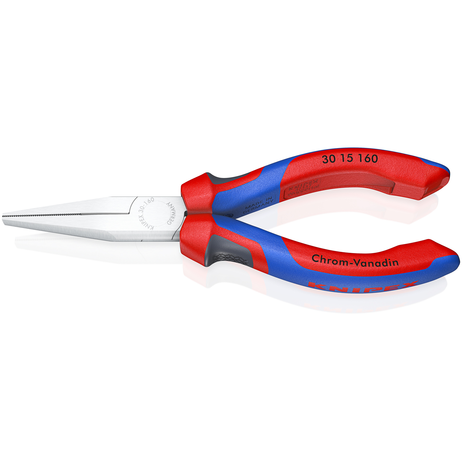 Pince à becs longs avec becs plats 160mm - Bi-matière - Chromée - Très robuste KNIPEX - 3015160