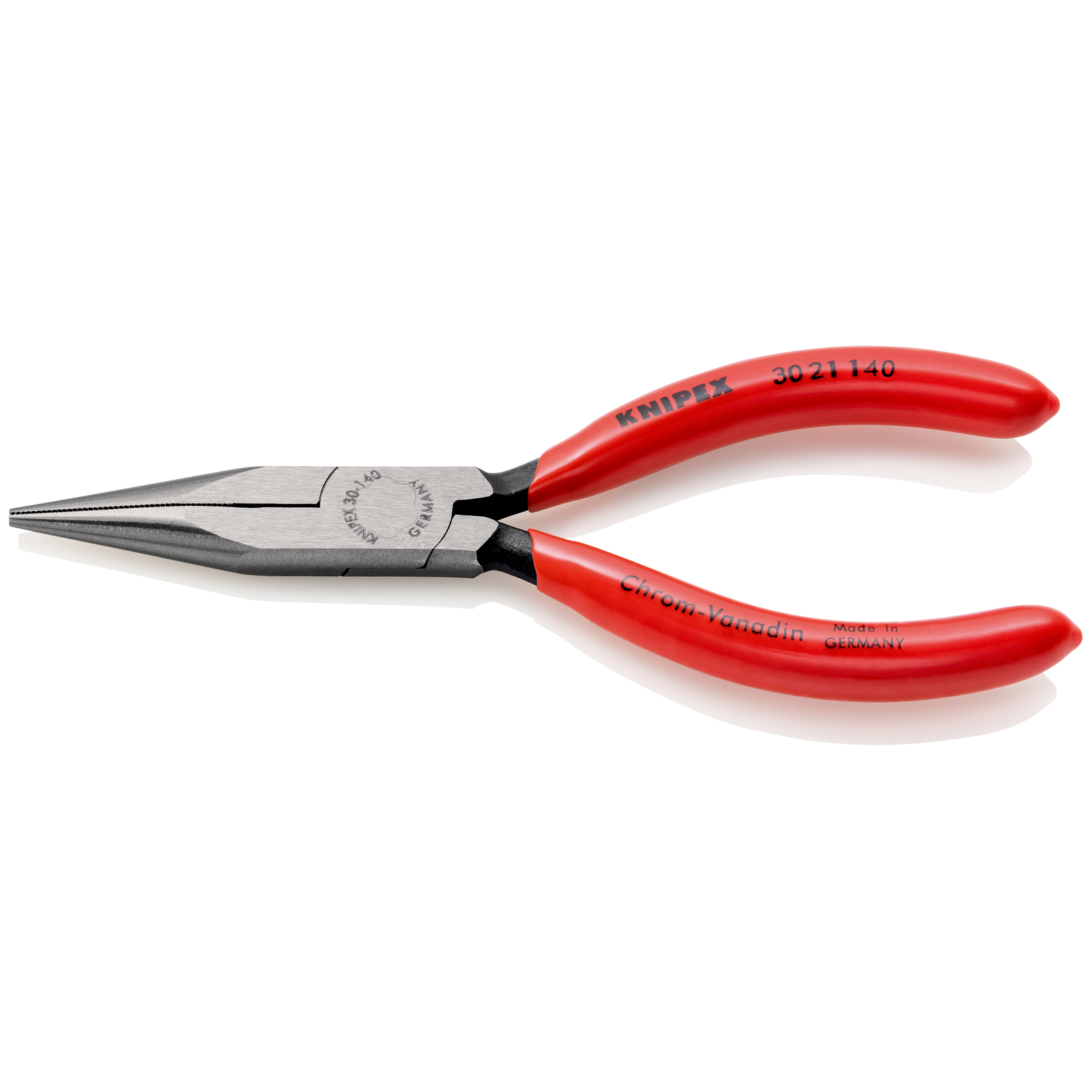 Pince à becs longs avec becs demi-ronds 140mm - Gainage PVC - Tête polie KNIPEX - 3021140