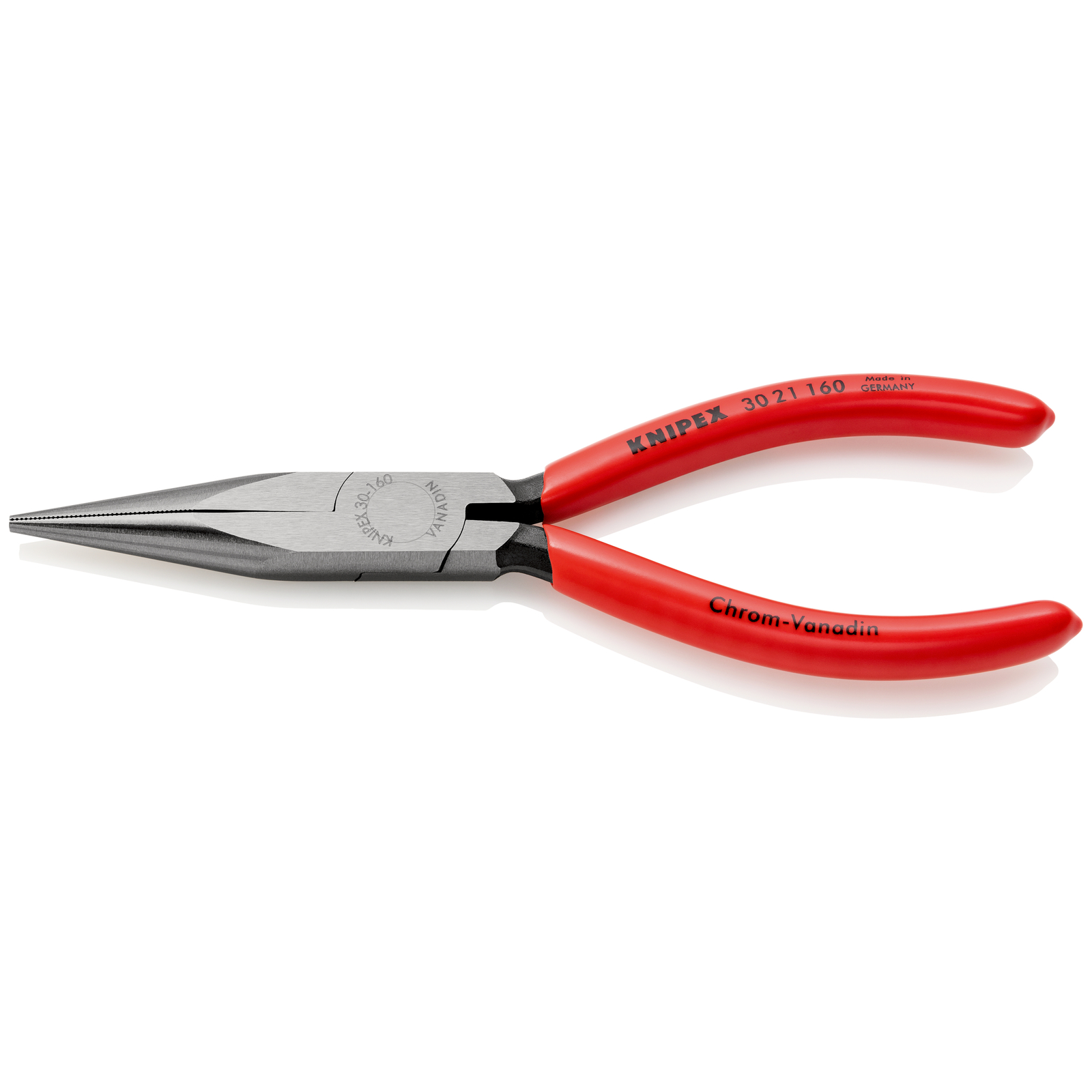 Pince à becs longs avec becs demi-ronds 160mm - Gainage PVC - Tête polie KNIPEX - 3021160