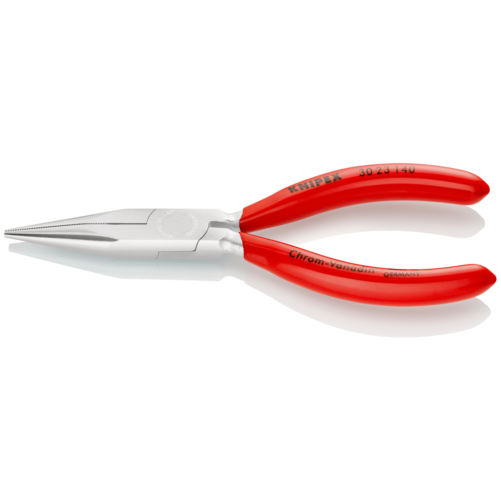 Pince à becs longs avec becs demi-ronds 140mm - Gainage PVC - Chromée KNIPEX - 3023140