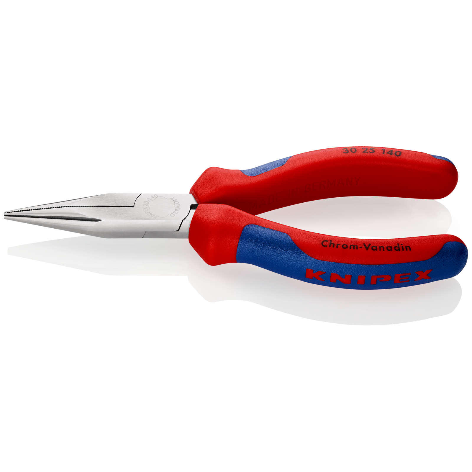 Pince à becs longs avec becs demi-ronds 140mm - Gainage bi-matière - Chromée KNIPEX - 3025140