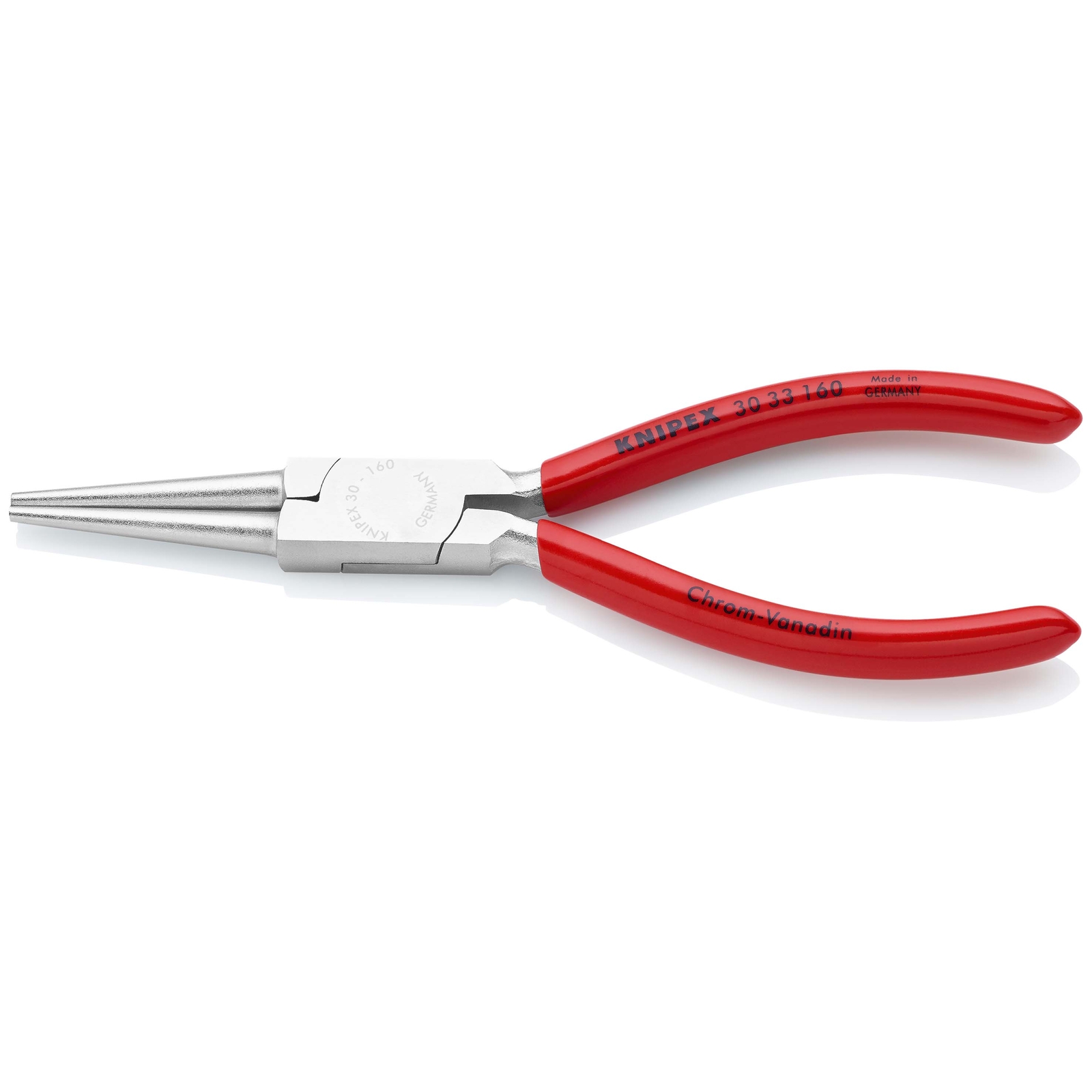 Pince à becs longs ronds 160mm - Gainage PVC - Chromée KNIPEX - 3033160