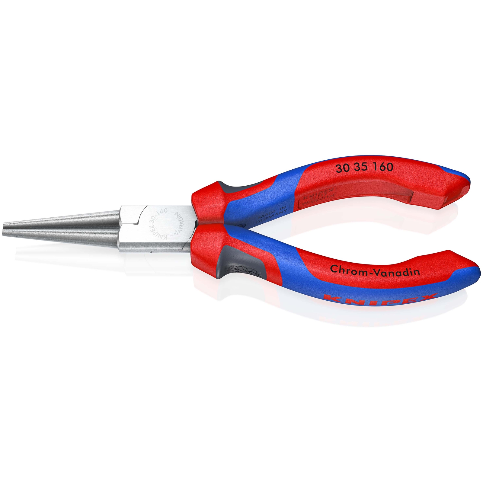 Pince à becs longs ronds 160mm - Gainage bi-matière - Chromée KNIPEX - 3035160