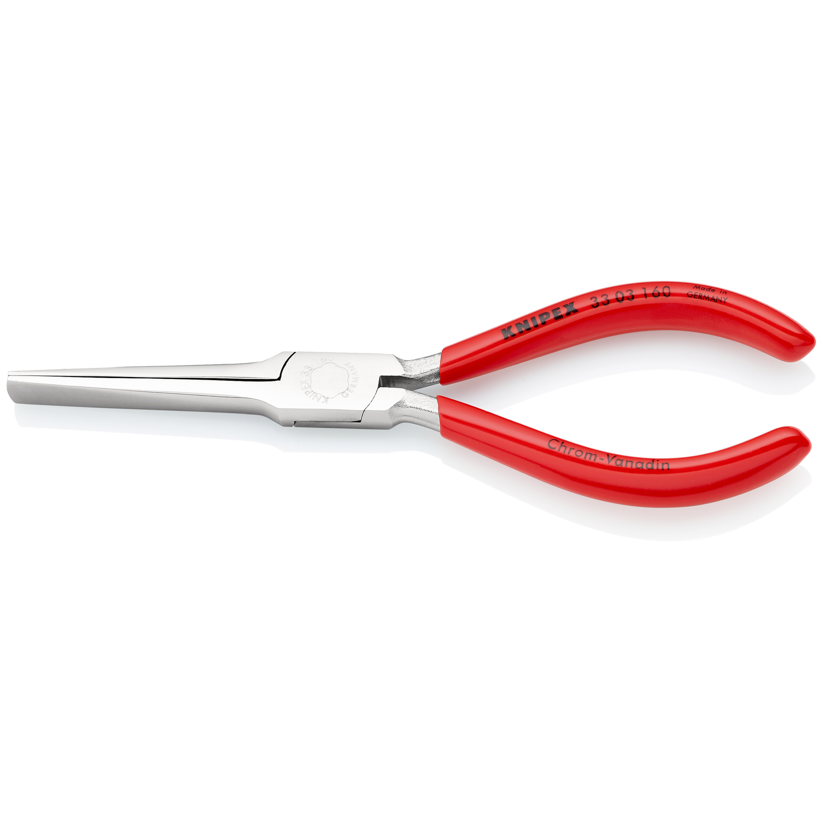 Pince de tisserand - 160mm - Becs plats à pointes effilées - Gainage PVC Chromée KNIPEX - 3303160